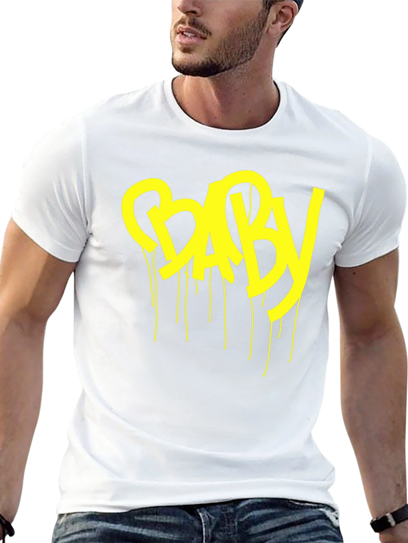 Yellow BABY Drip Graphic Black T-Shirt