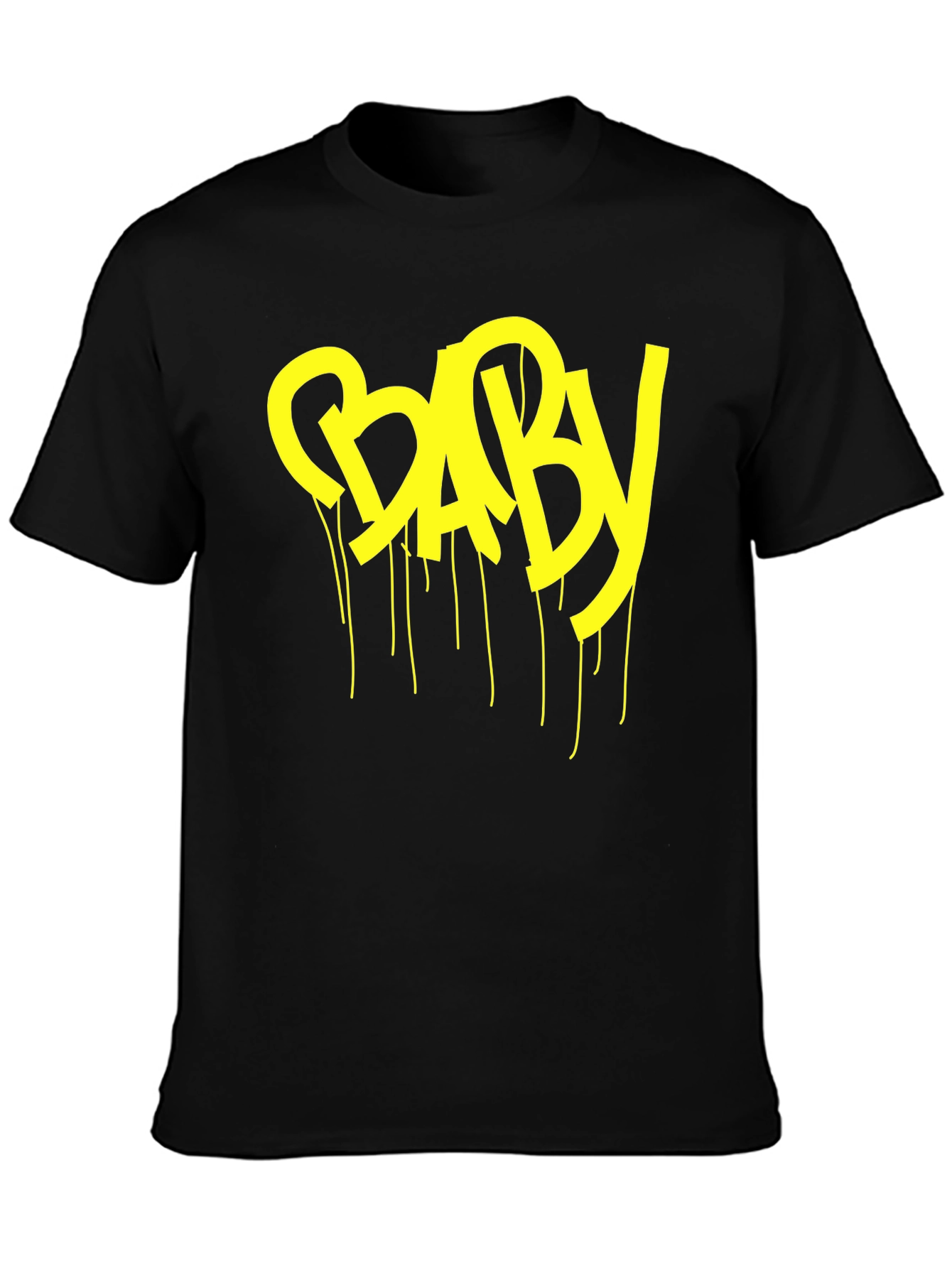 Yellow BABY Drip Graphic Black T-Shirt