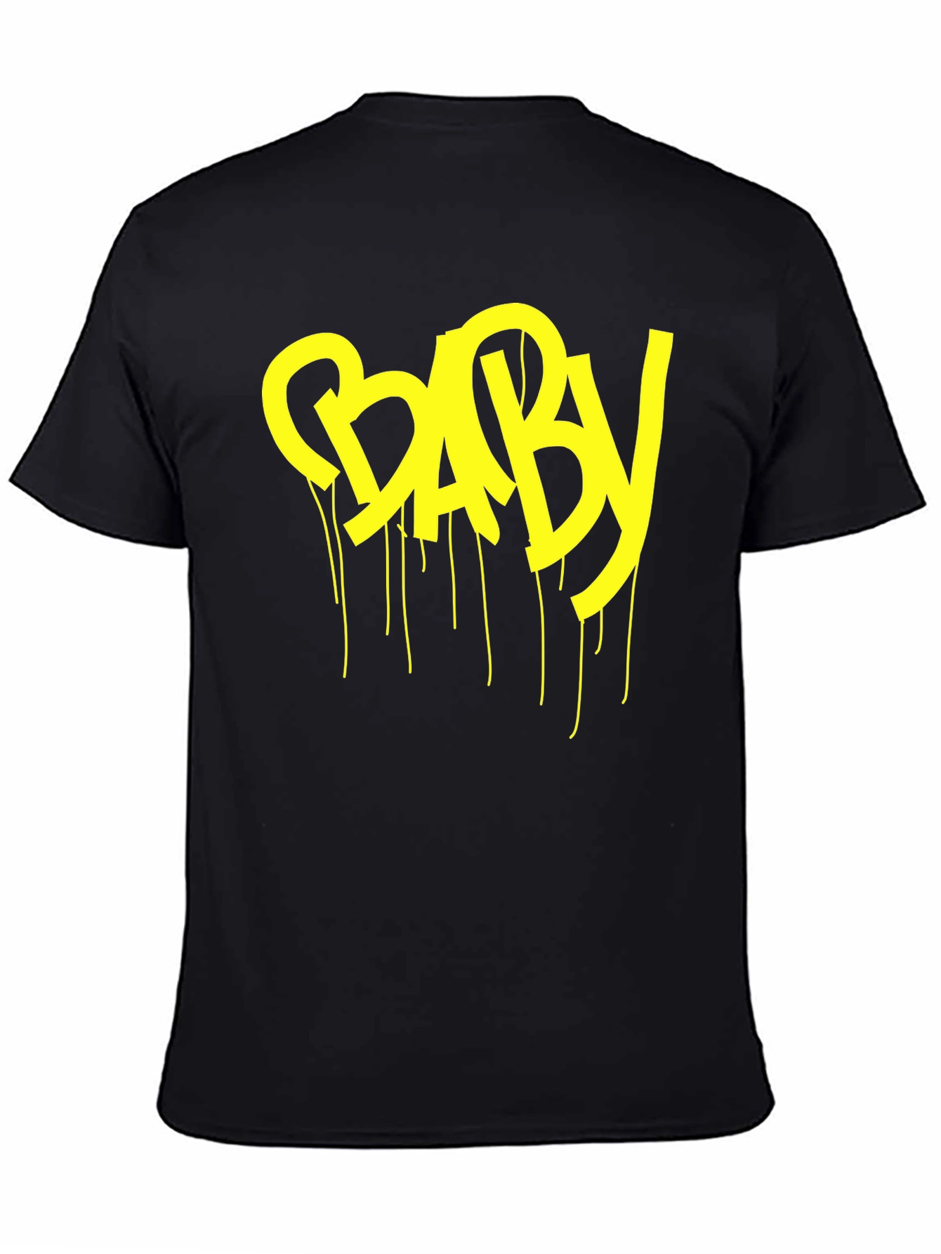 Yellow BABY Drip Graphic Black T-Shirt