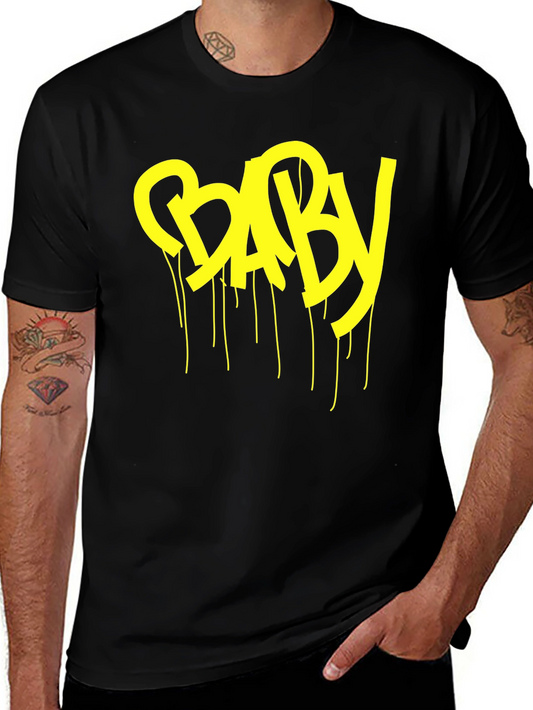 Yellow BABY Drip Graphic Black T-Shirt