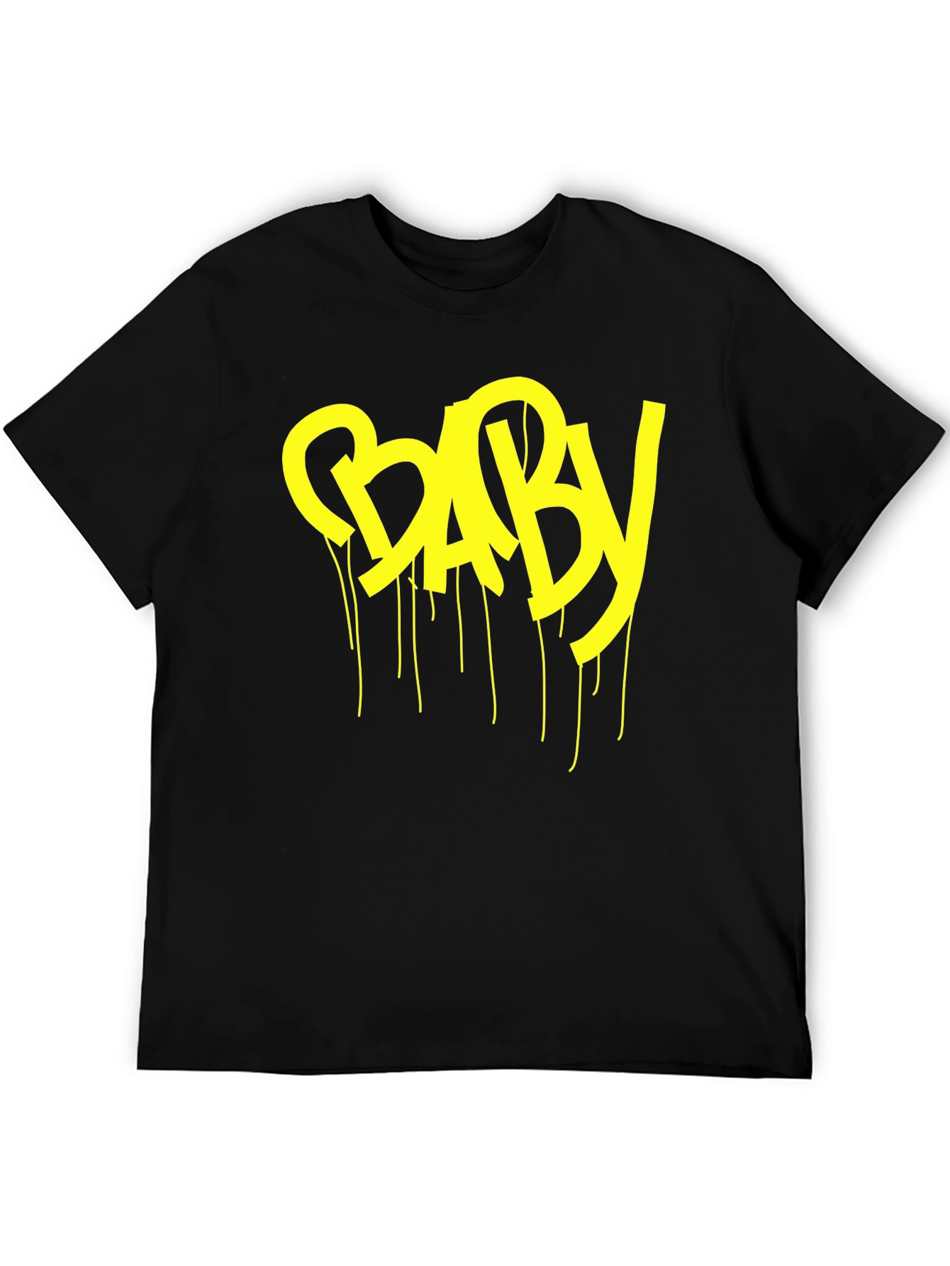 Yellow BABY Drip Graphic Black T-Shirt