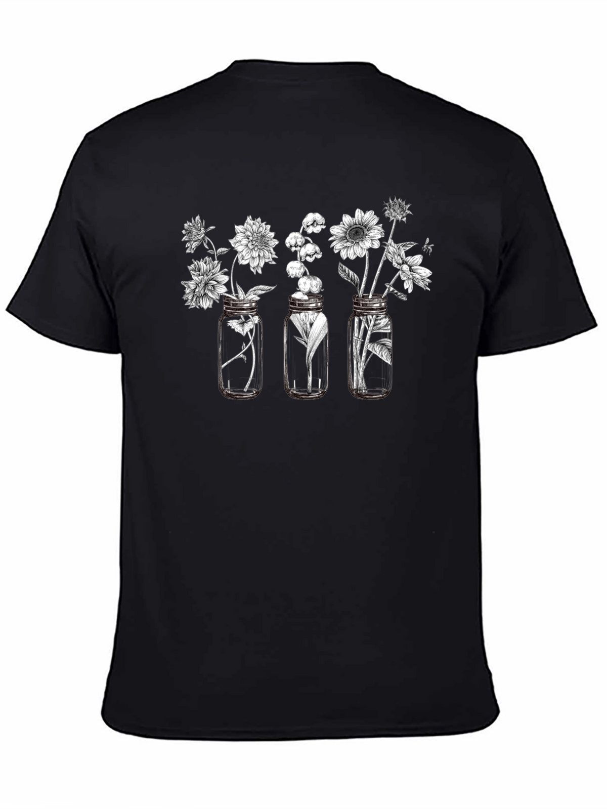 Floral Jars Graphic Tee - Black Cotton Blend