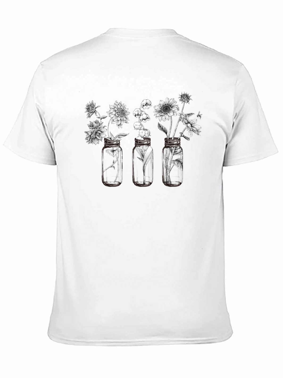 Floral Jars Graphic Tee - Black Cotton Blend