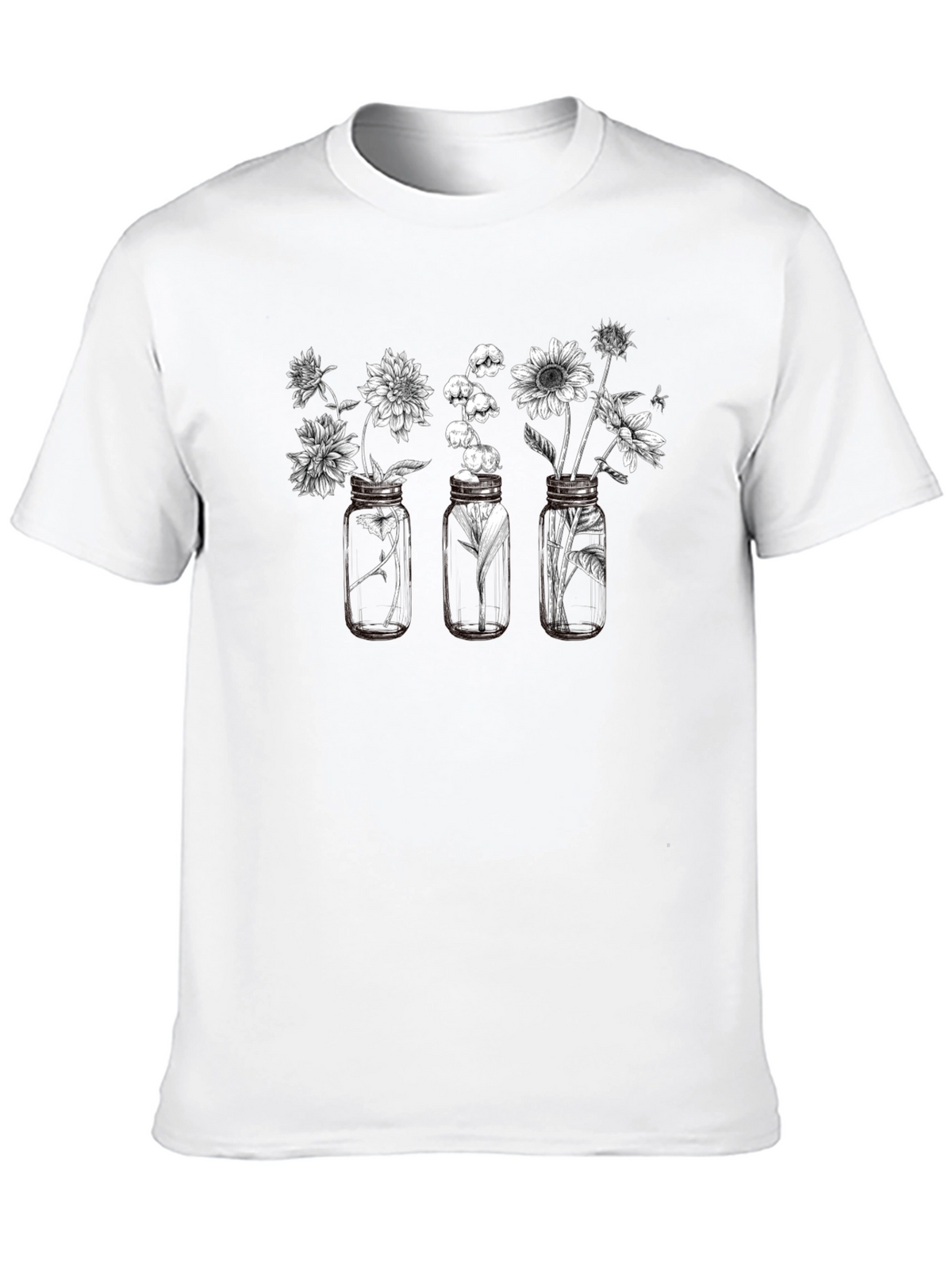 Floral Jars Graphic Tee - Black Cotton Blend