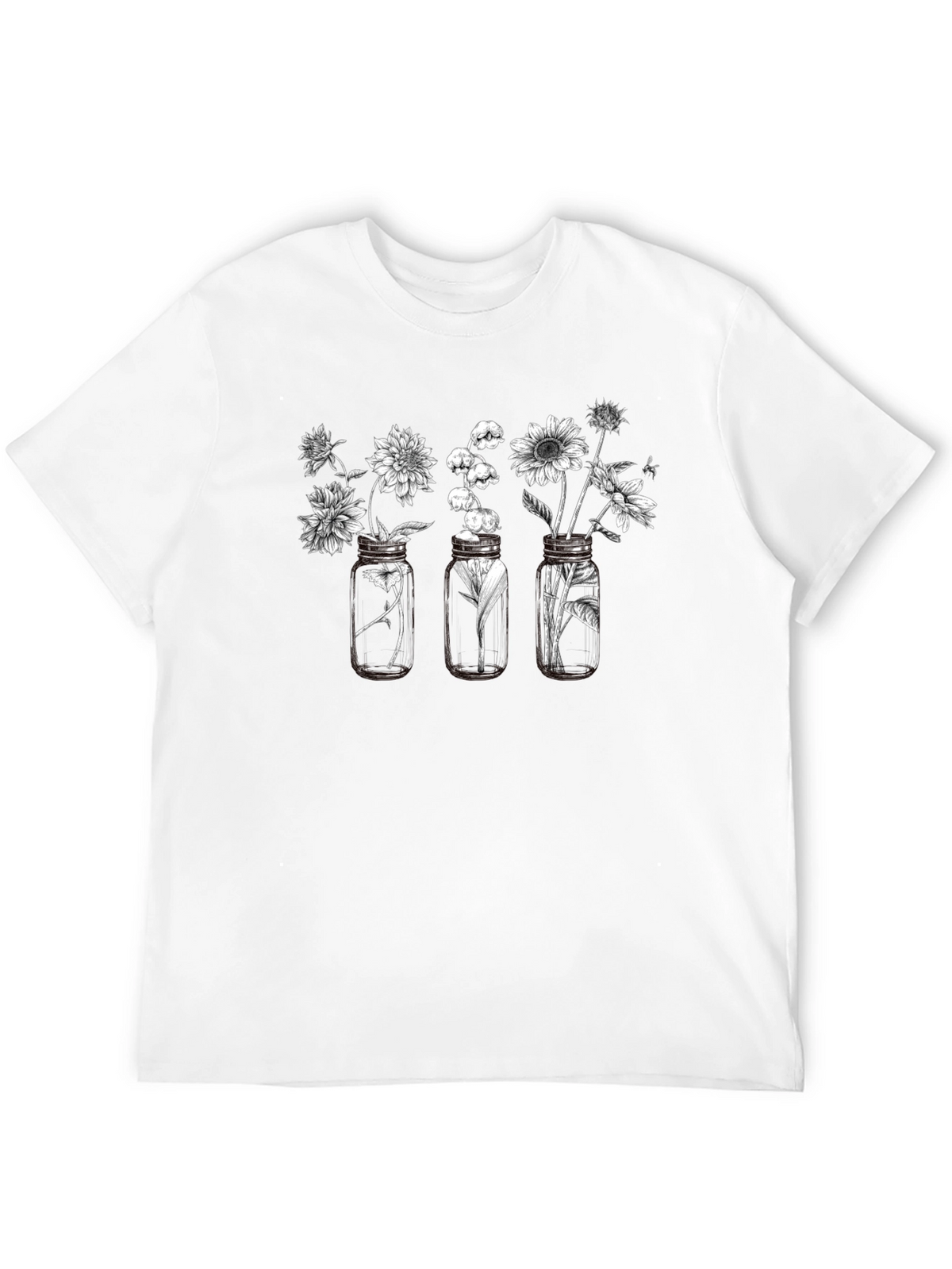 Floral Jars Graphic Tee - Black Cotton Blend