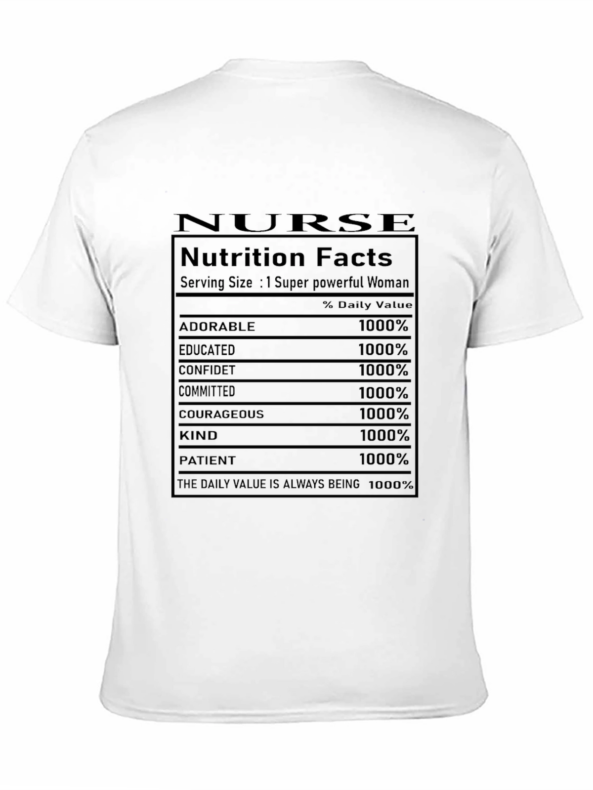 Nurse Nutrition Facts Black Graphic T-Shirt