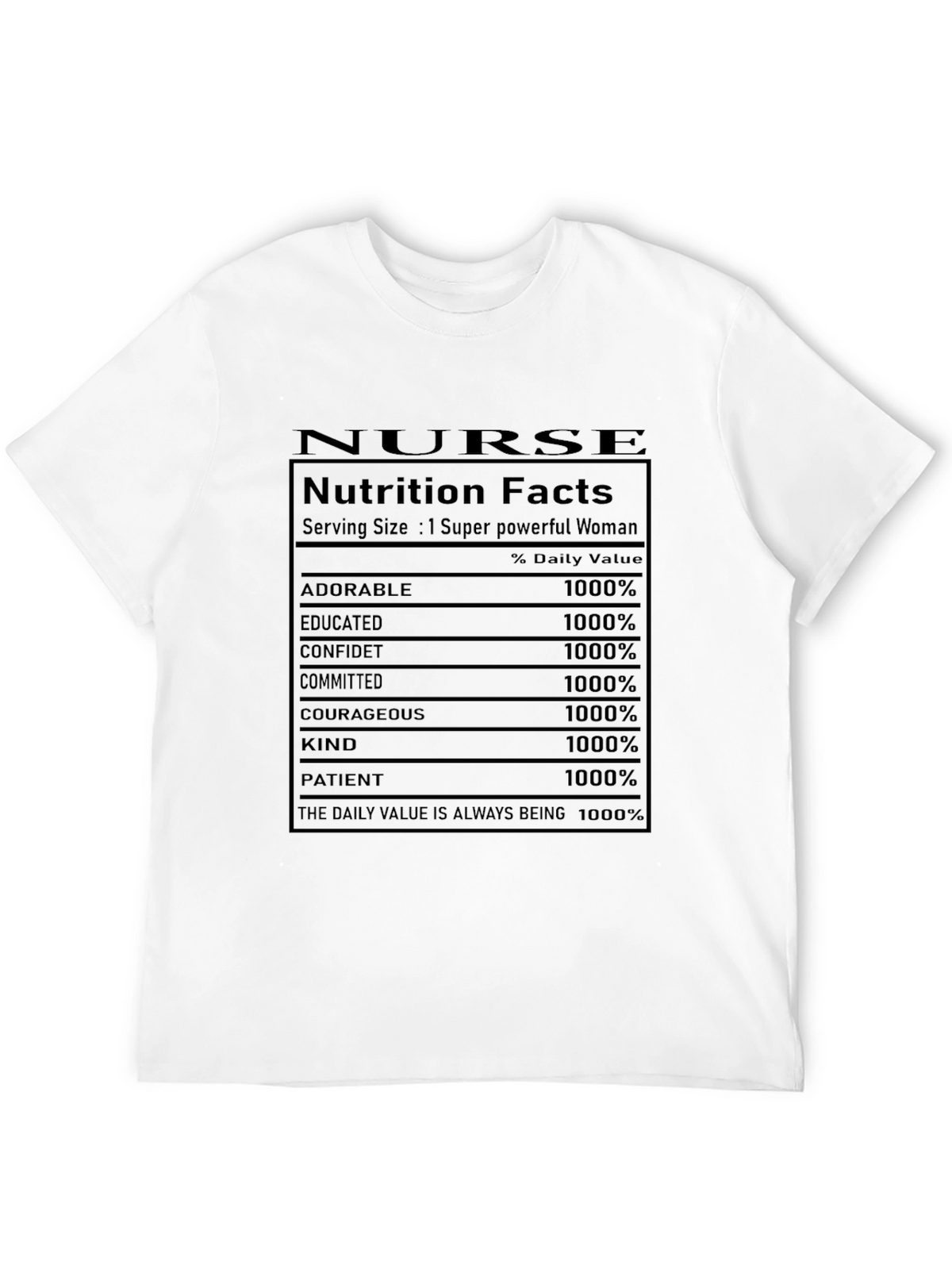 Nurse Nutrition Facts Black Graphic T-Shirt