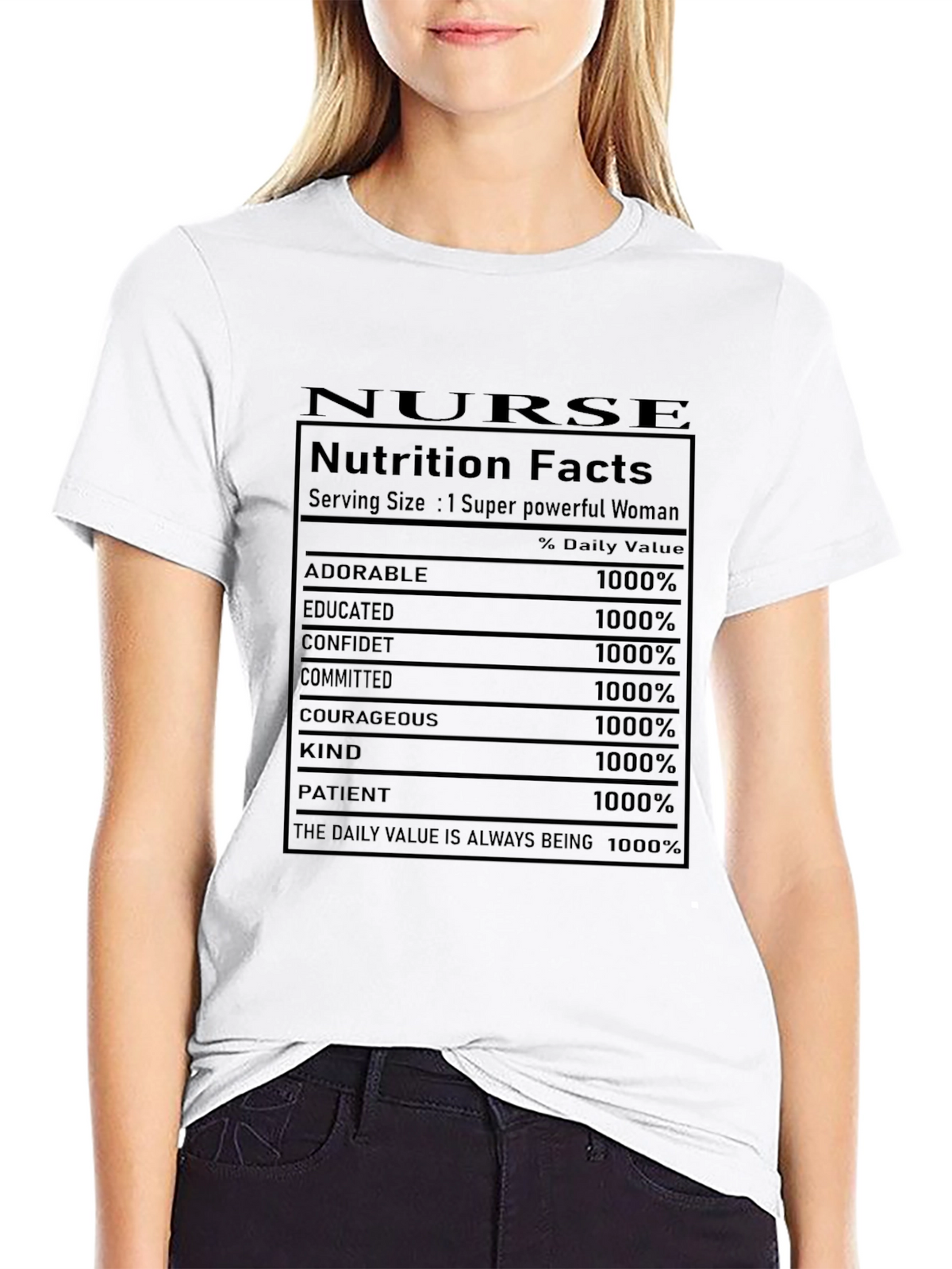 Nurse Nutrition Facts Black Graphic T-Shirt