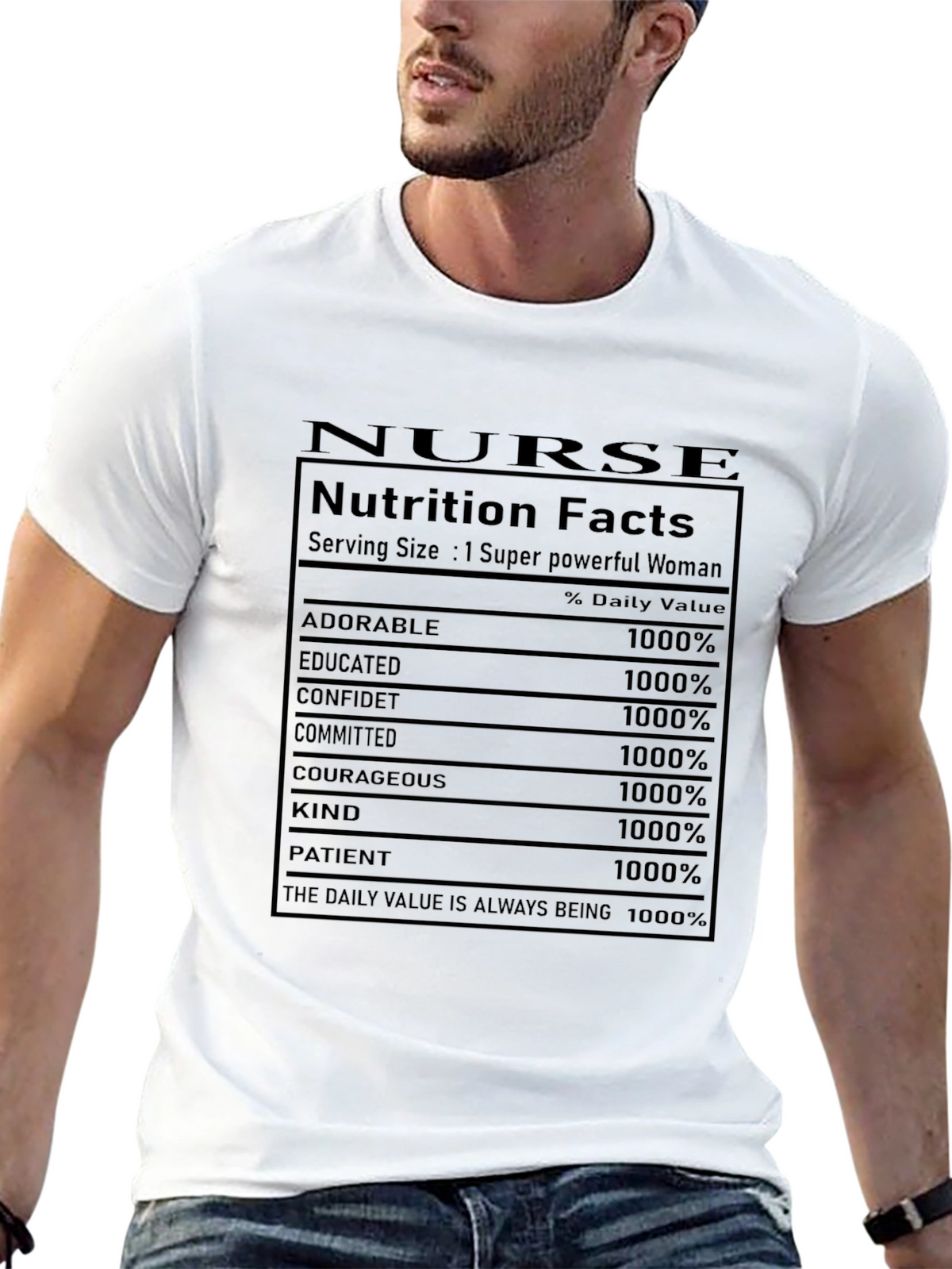 Nurse Nutrition Facts Black Graphic T-Shirt