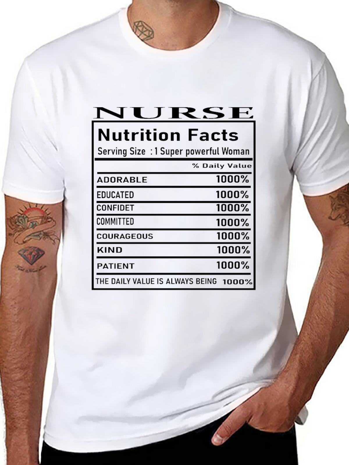 Nurse Nutrition Facts Black Graphic T-Shirt