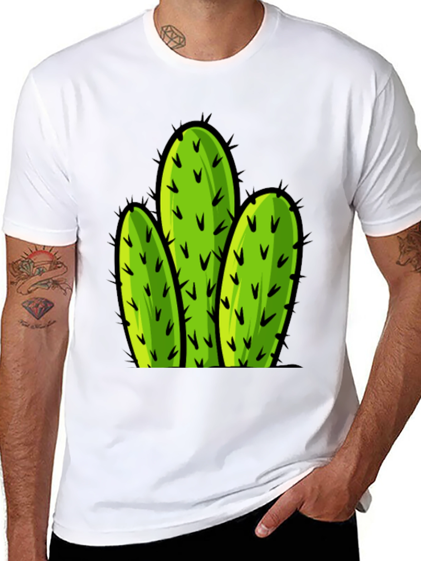 Cactus Graphic Tee - Black Cotton T-Shirt