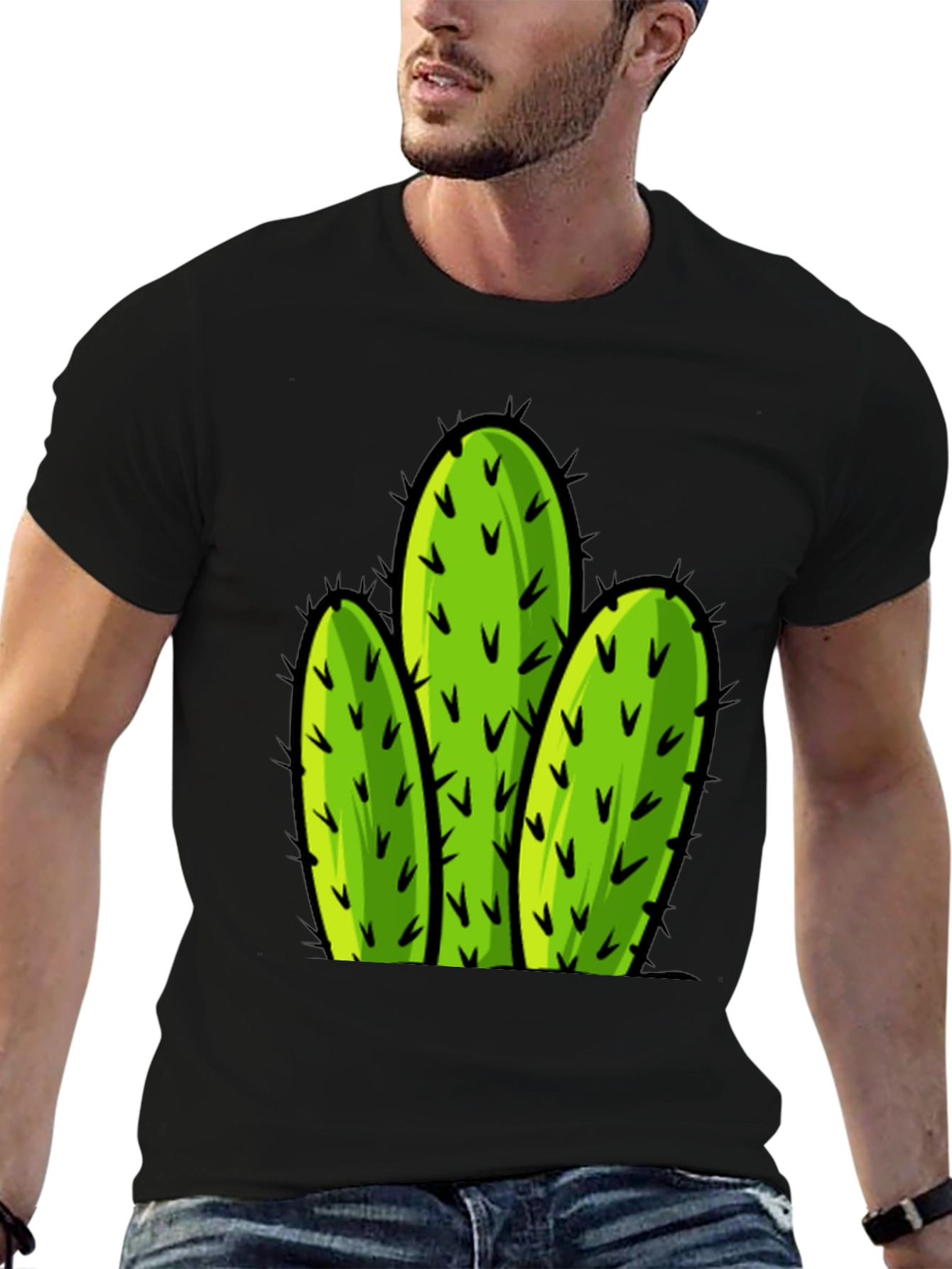 Cactus Graphic Tee - Black Cotton T-Shirt