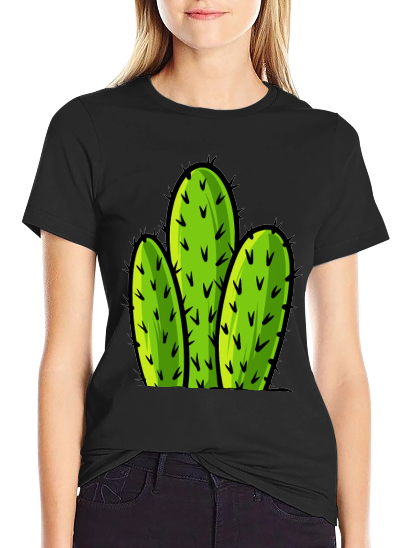 Cactus Graphic Tee - Black Cotton T-Shirt