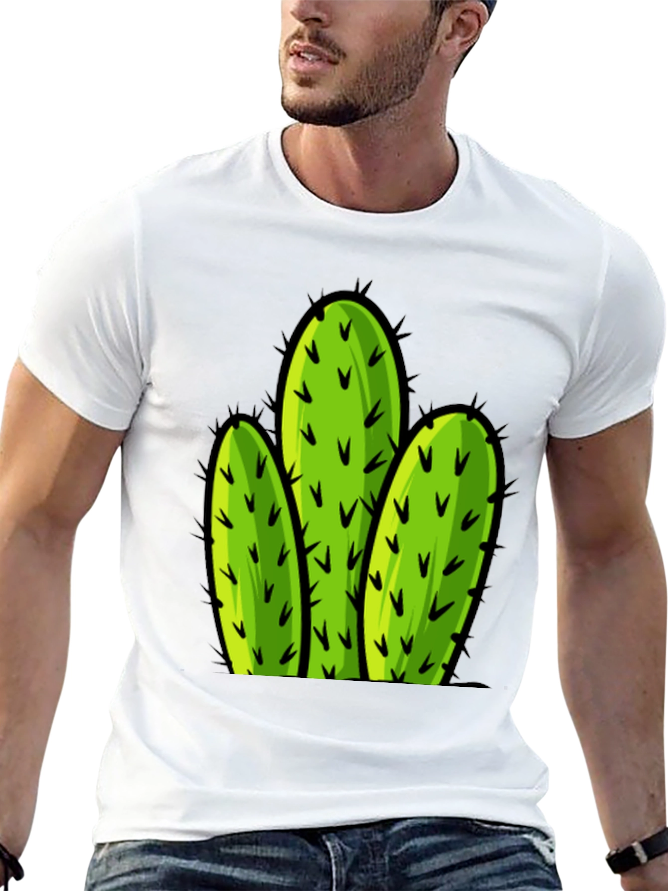 Cactus Graphic Tee - Black Cotton T-Shirt