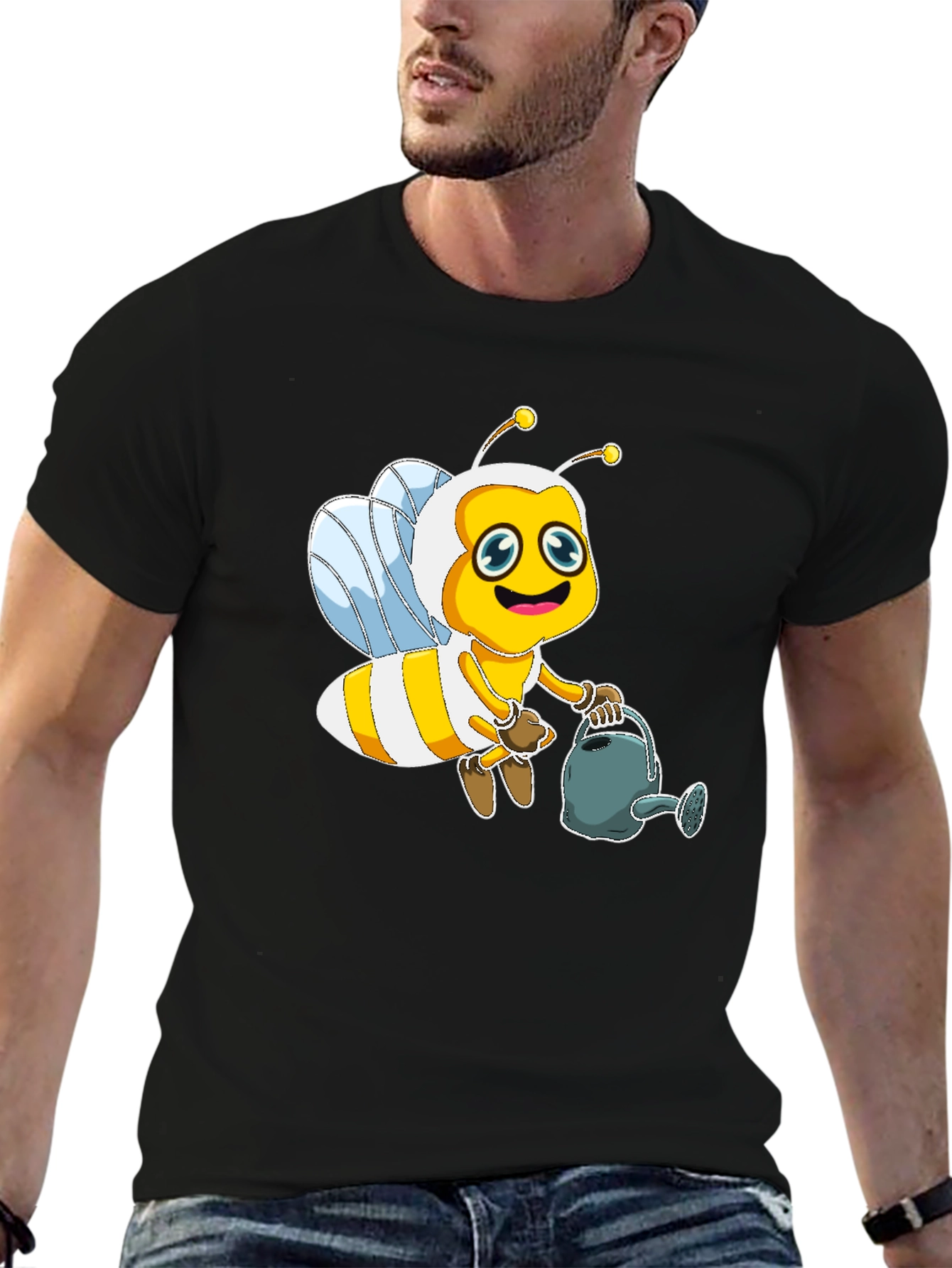 Cute Bee Graphic Tee - Unisex Black T-Shirt