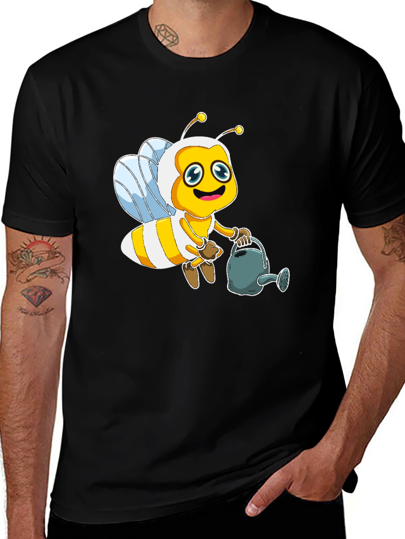 Cute Bee Graphic Tee - Unisex Black T-Shirt