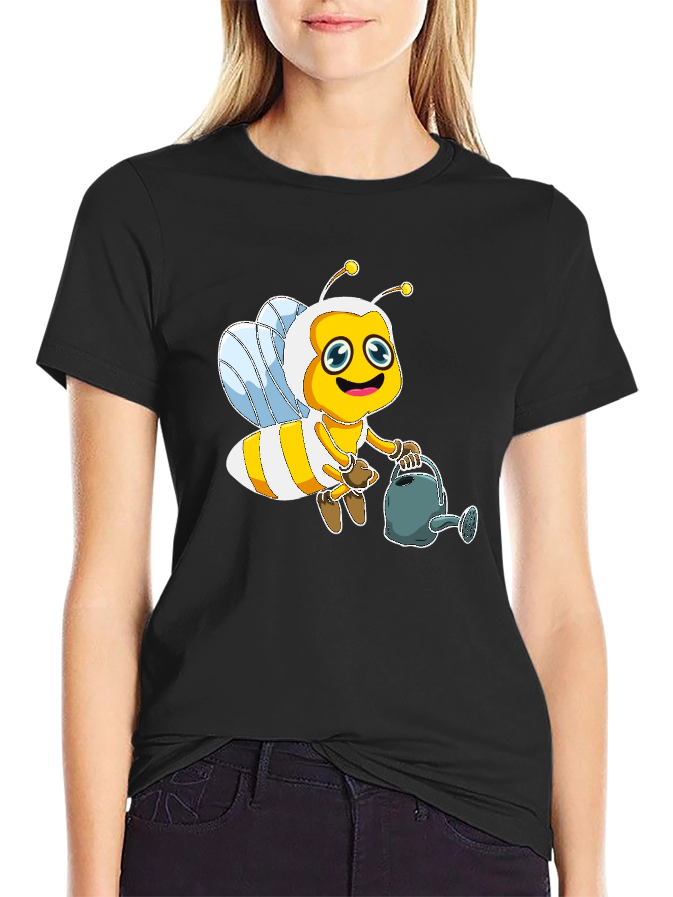 Cute Bee Graphic Tee - Unisex Black T-Shirt