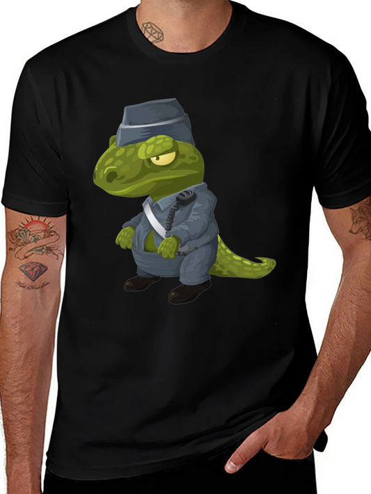Dino Cop T-Shirt - Cartoon Dinosaur Police Officer Tee
