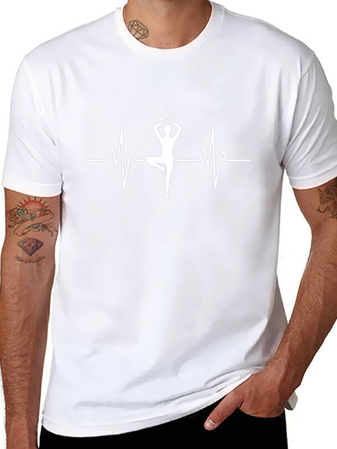Yoga Heartbeat Graphic Black T-Shirt