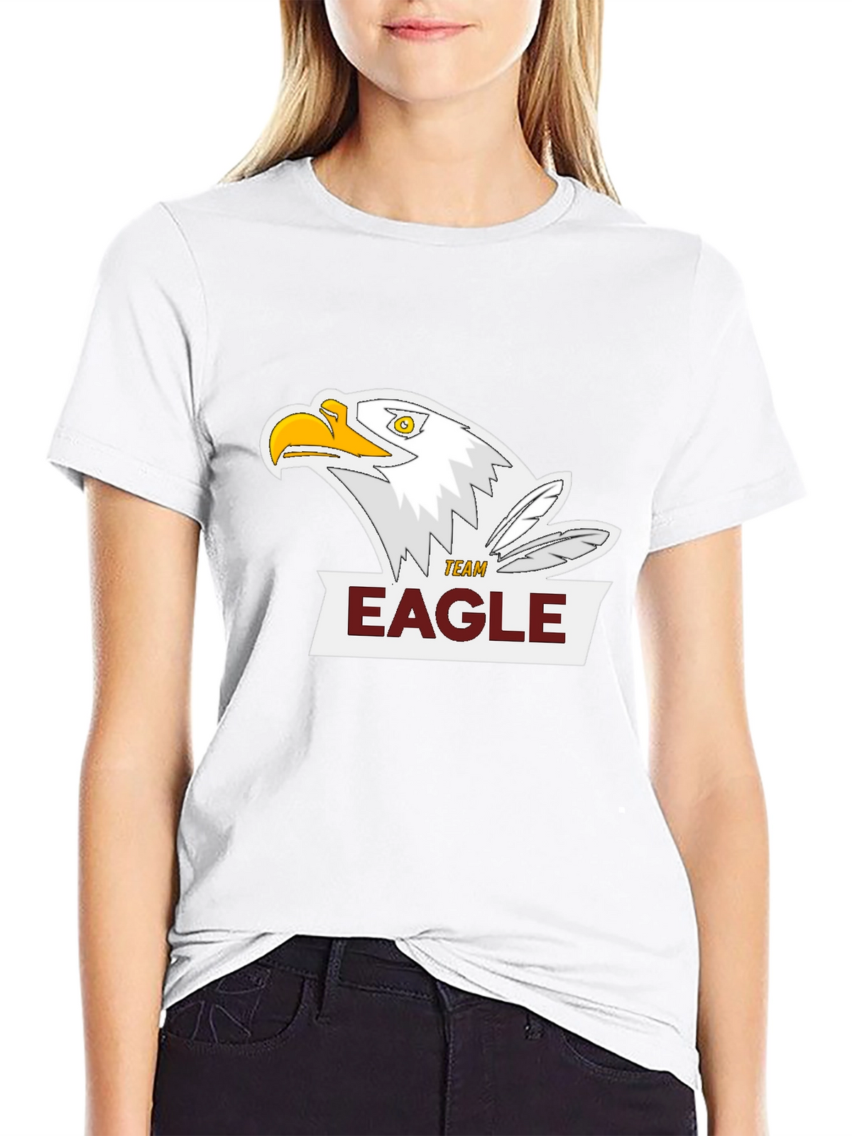 Team Eagle Graphic Tee - Black Cotton Blend Shirt