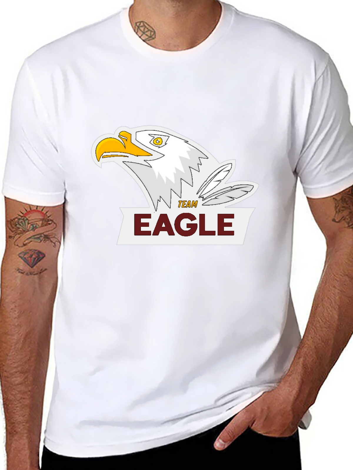 Team Eagle Graphic Tee - Black Cotton Blend Shirt
