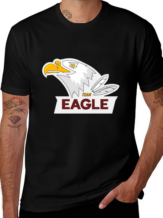 Team Eagle Graphic Tee - Black Cotton Blend Shirt