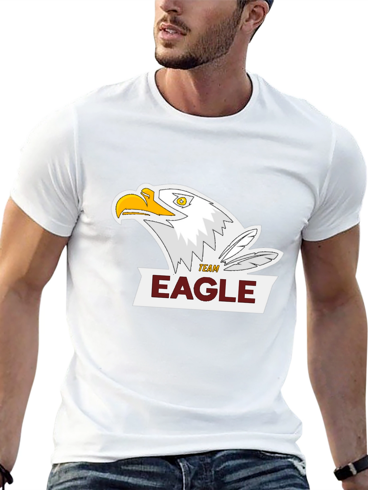 Team Eagle Graphic Tee - Black Cotton Blend Shirt