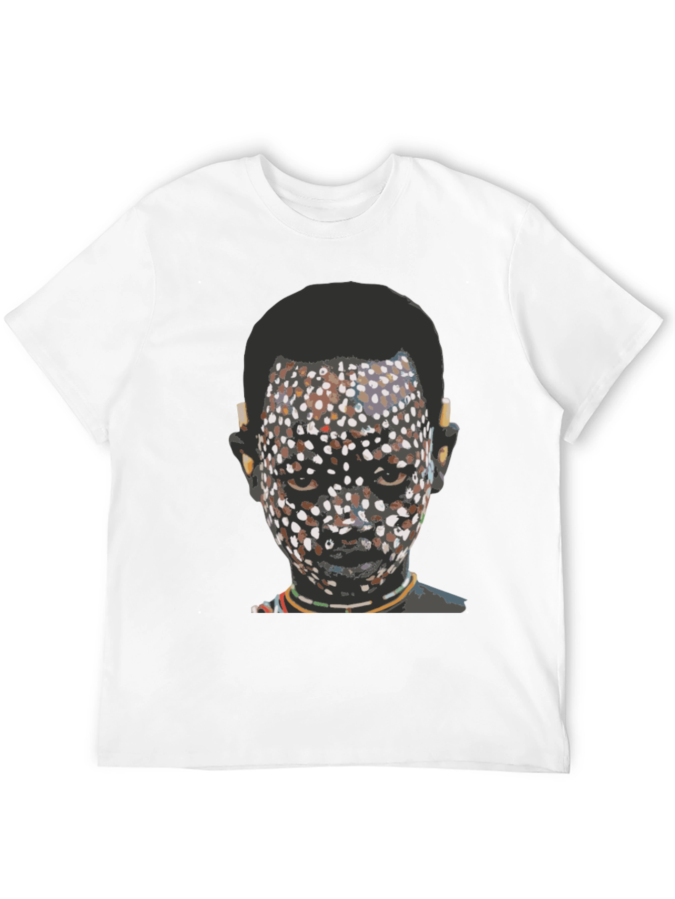 Tribal Face Graphic Print Black T-Shirt
