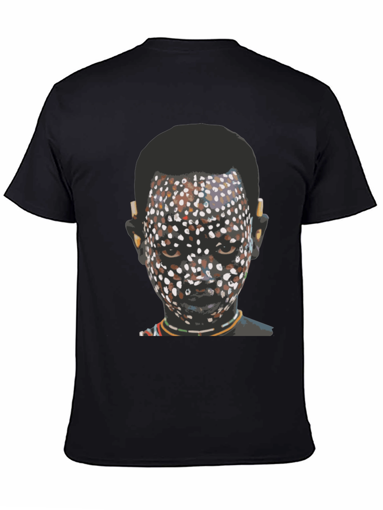 Tribal Face Graphic Print Black T-Shirt