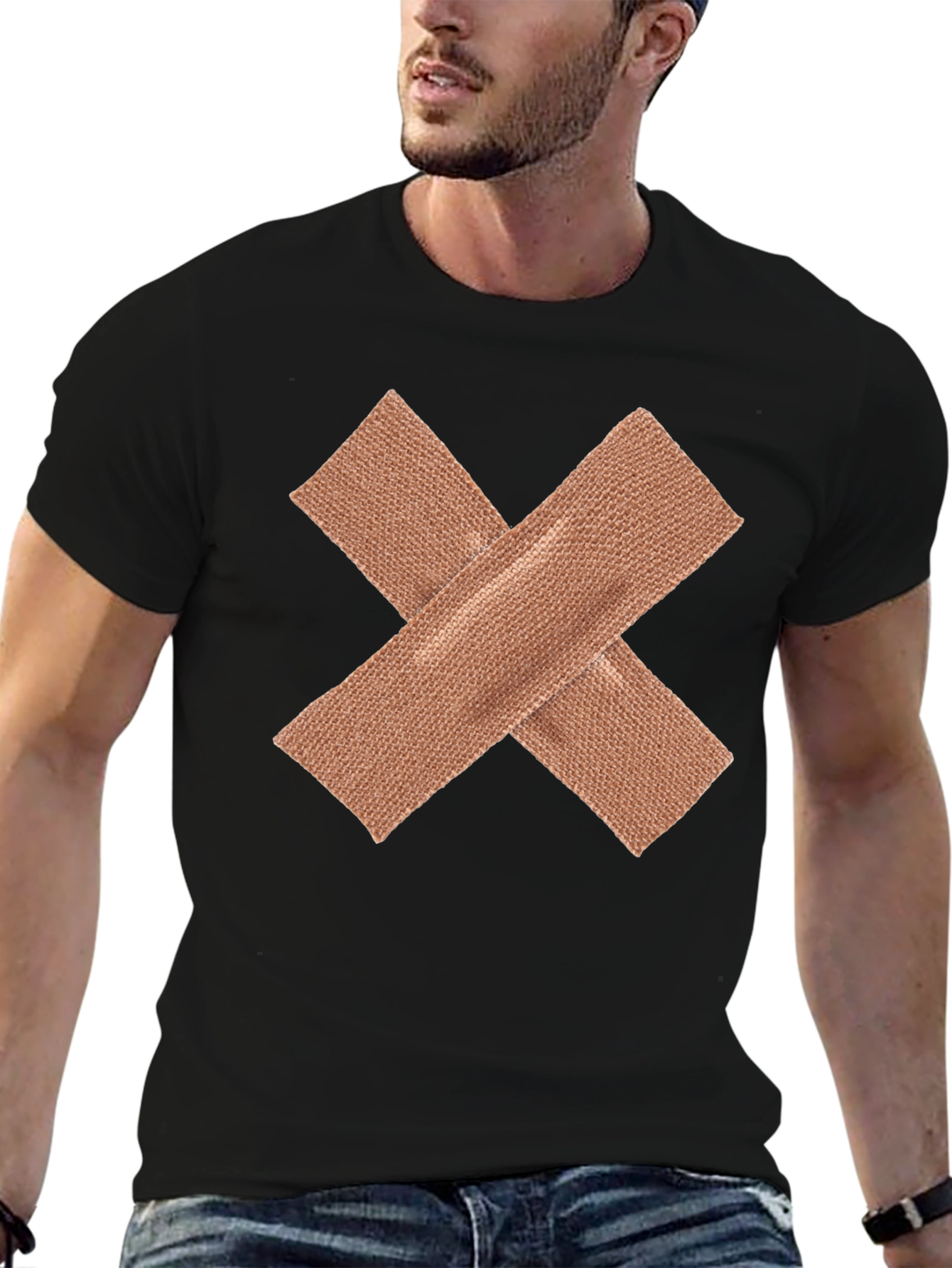 Bandage X Graphic Tee - Novelty Casual Shirt