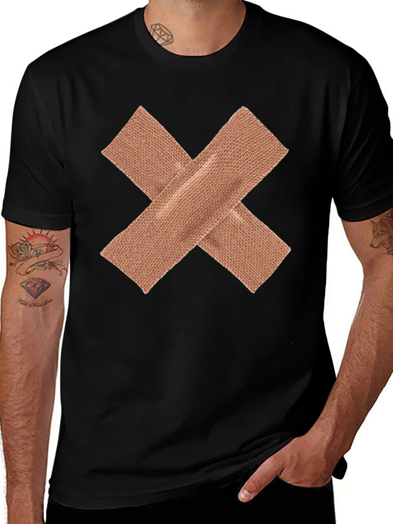 Bandage X Graphic Tee - Novelty Casual Shirt