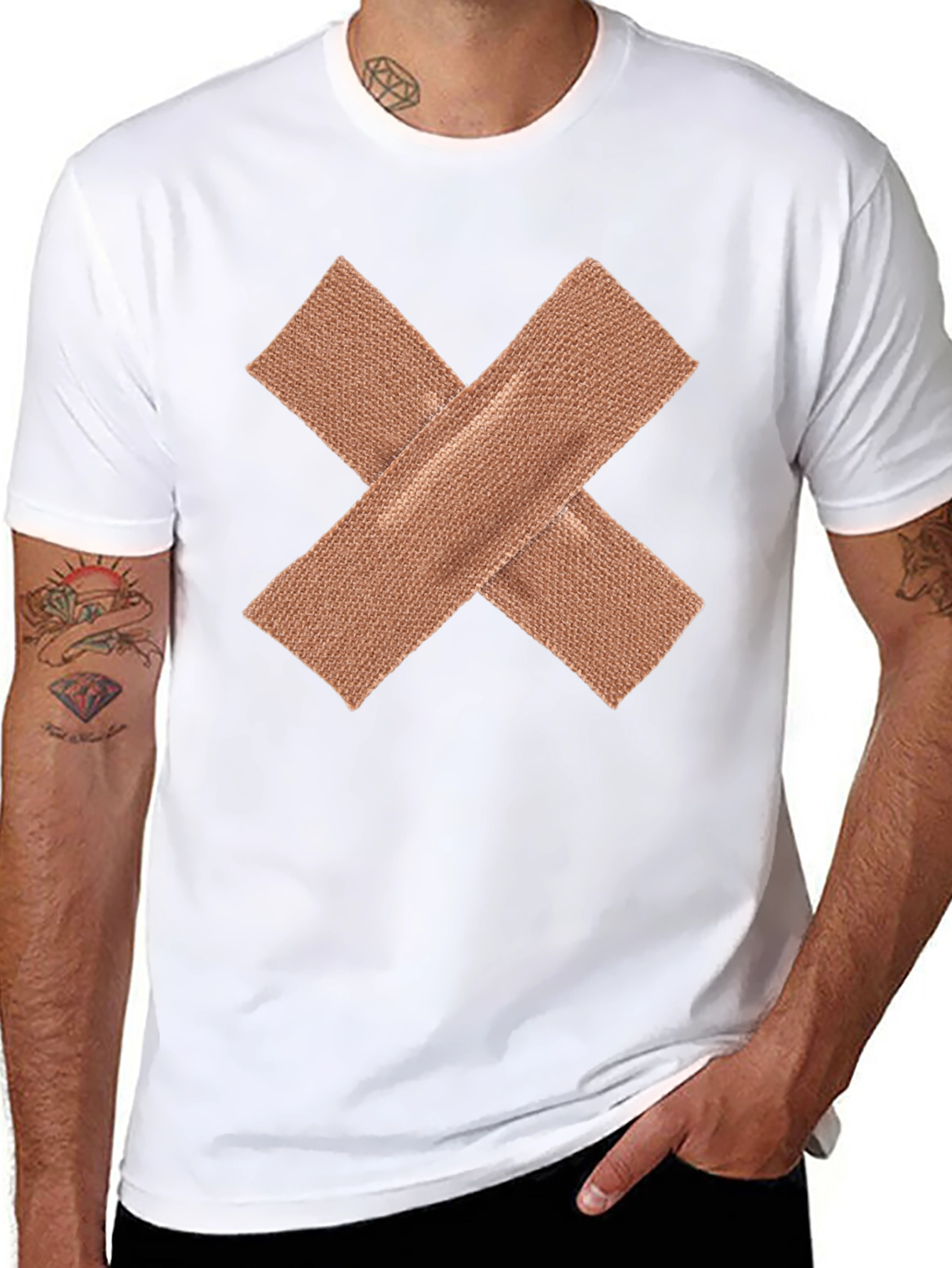 Bandage X Graphic Tee - Novelty Casual Shirt