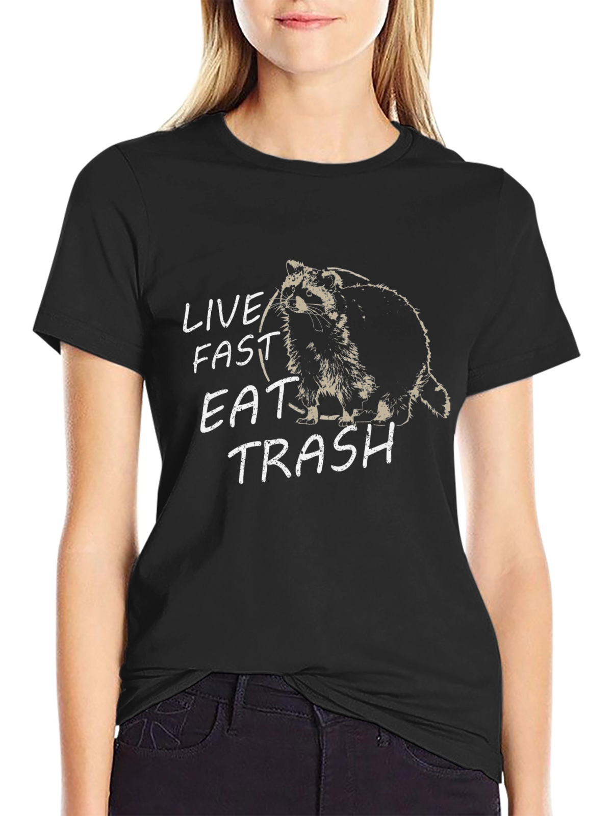 Live Fast Eat Trash Raccoon Graphic Tee