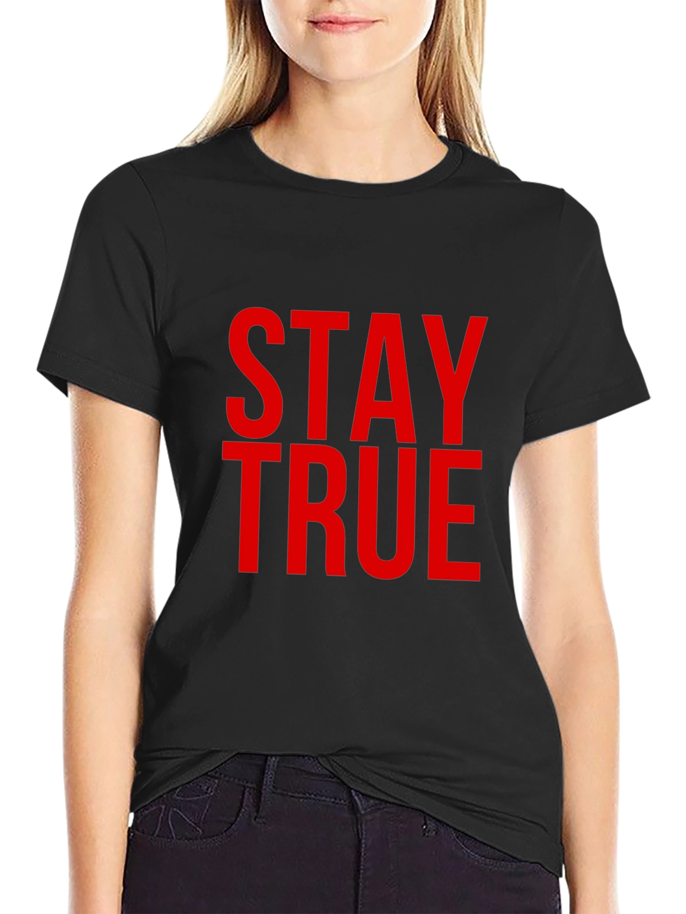 Stay True Graphic Tee - Bold Red Print