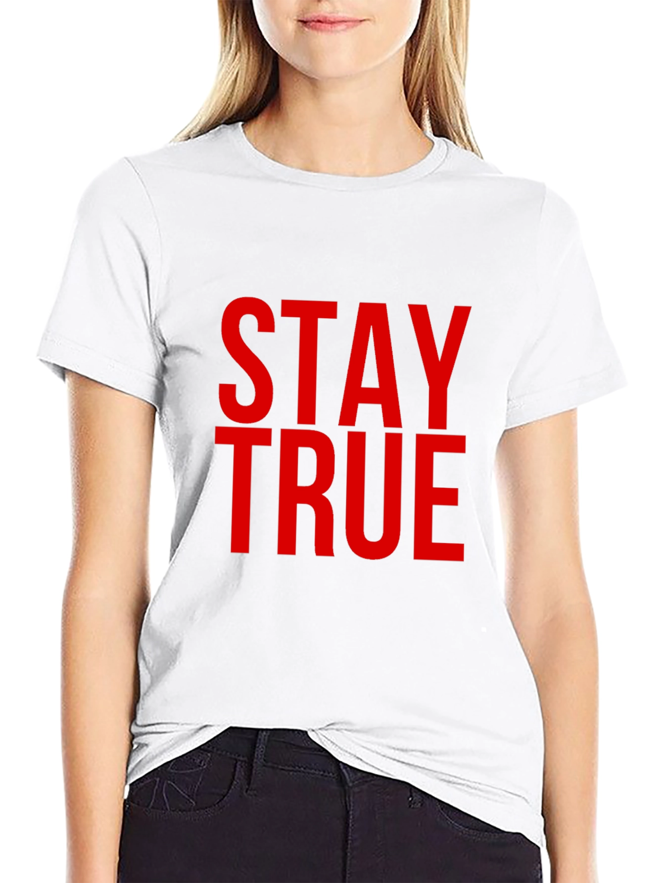 Stay True Graphic Tee - Bold Red Print