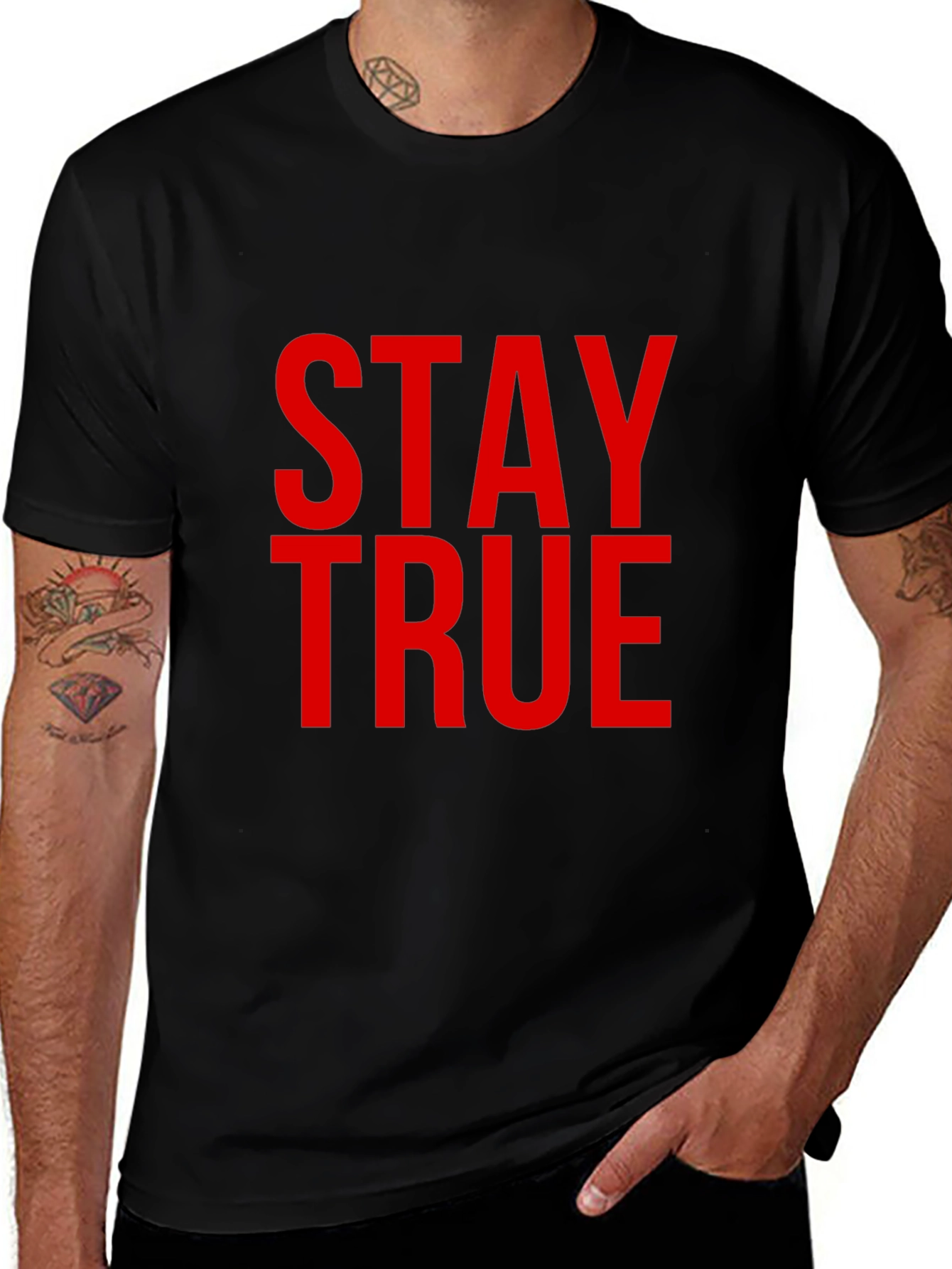Stay True Graphic Tee - Bold Red Print