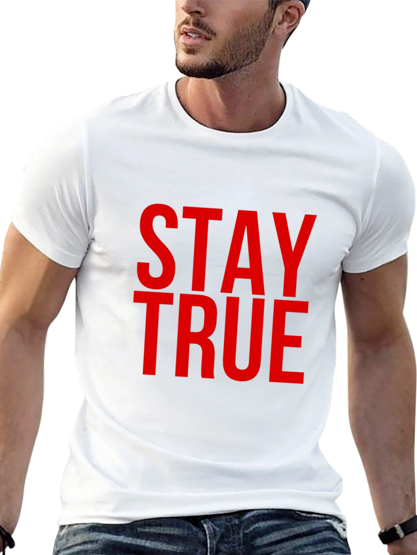 Stay True Graphic Tee - Bold Red Print