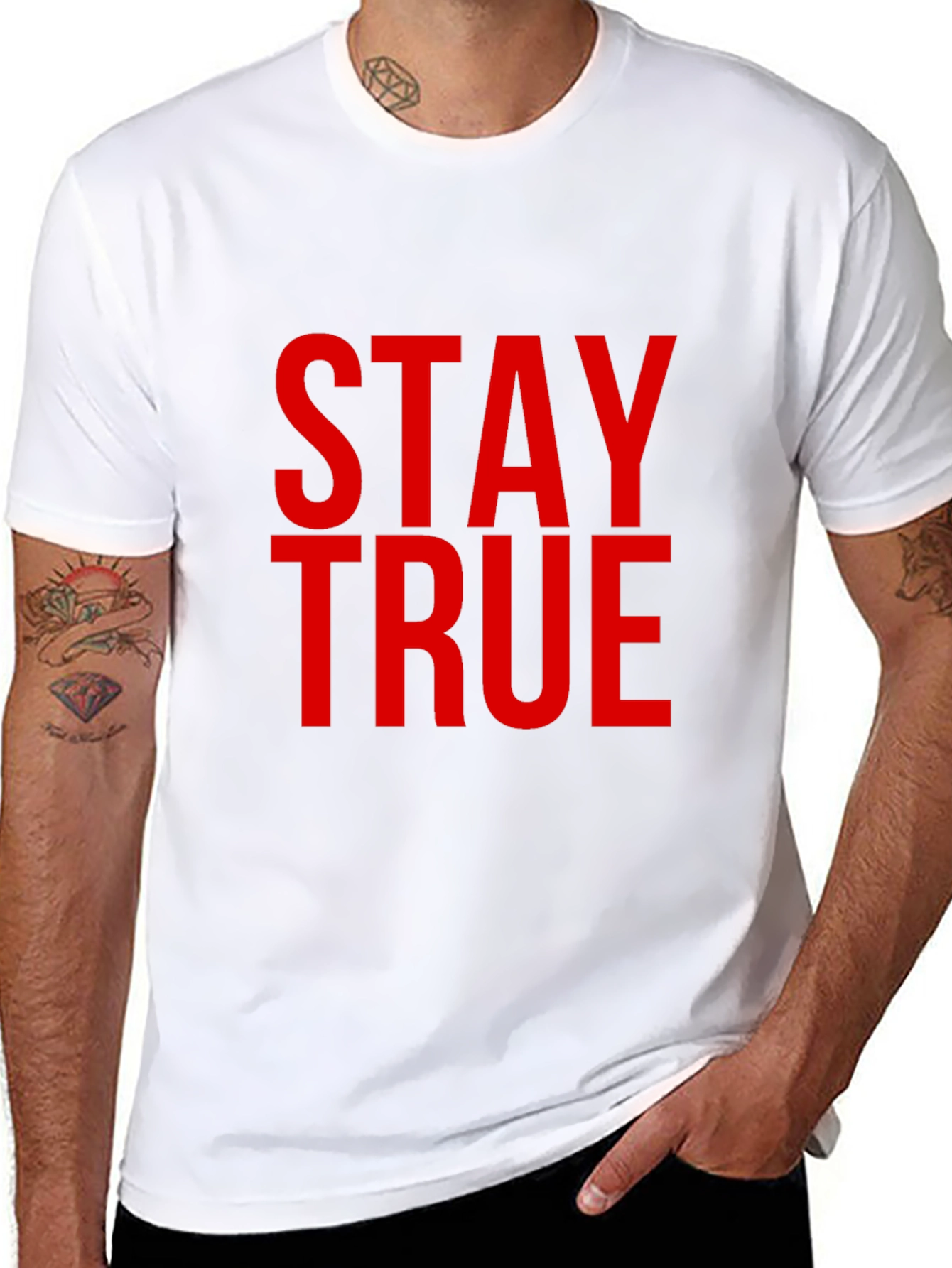 Stay True Graphic Tee - Bold Red Print