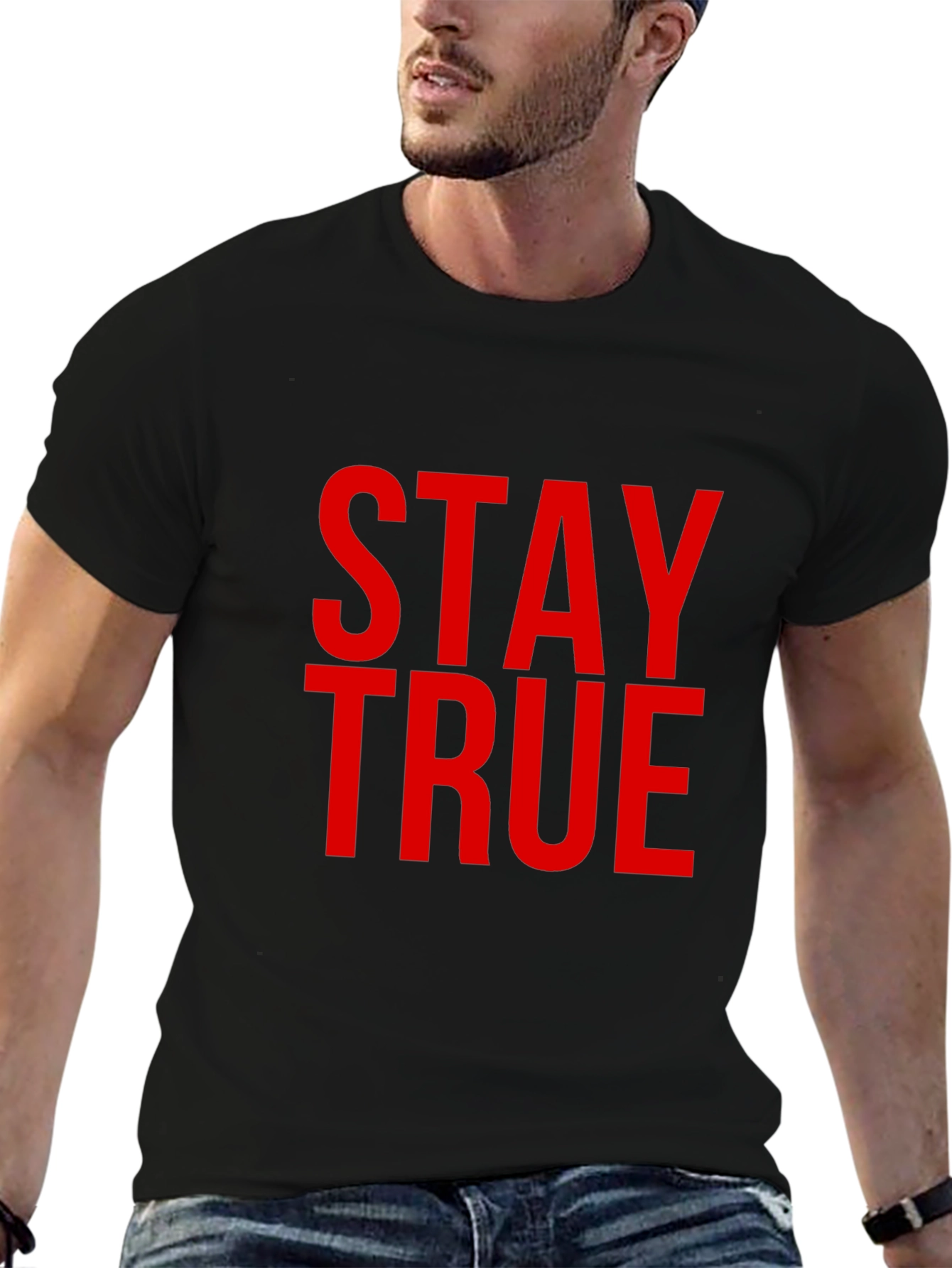 Stay True Graphic Tee - Bold Red Print