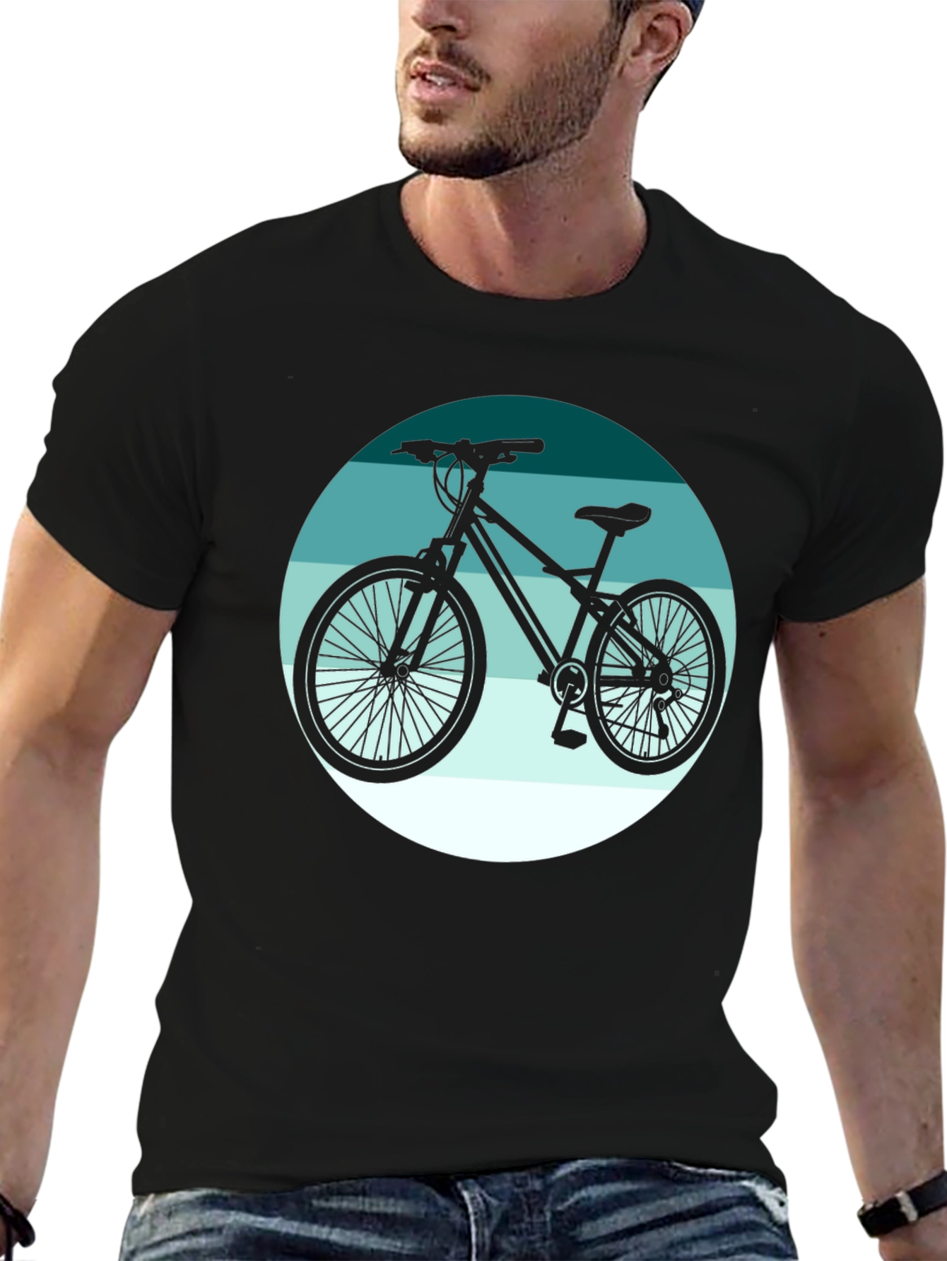 Mountain Bike Graphic Tee - Black Cotton T-Shirt