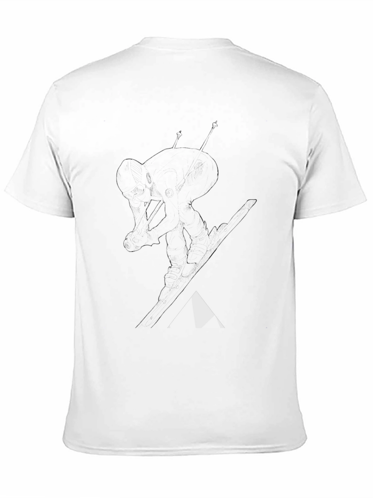Mens Black Graphic Tee - Skiing Design