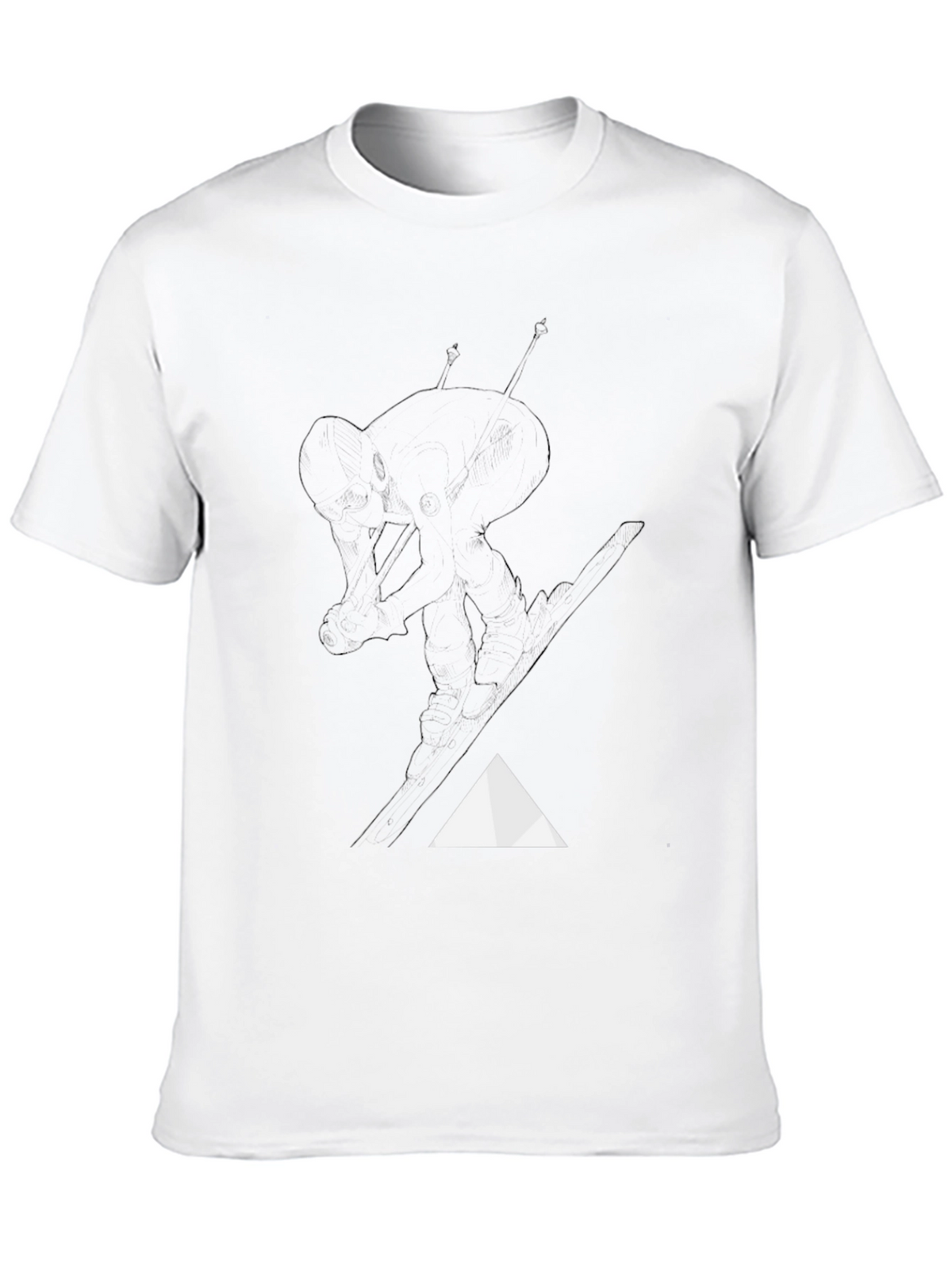 Mens Black Graphic Tee - Skiing Design
