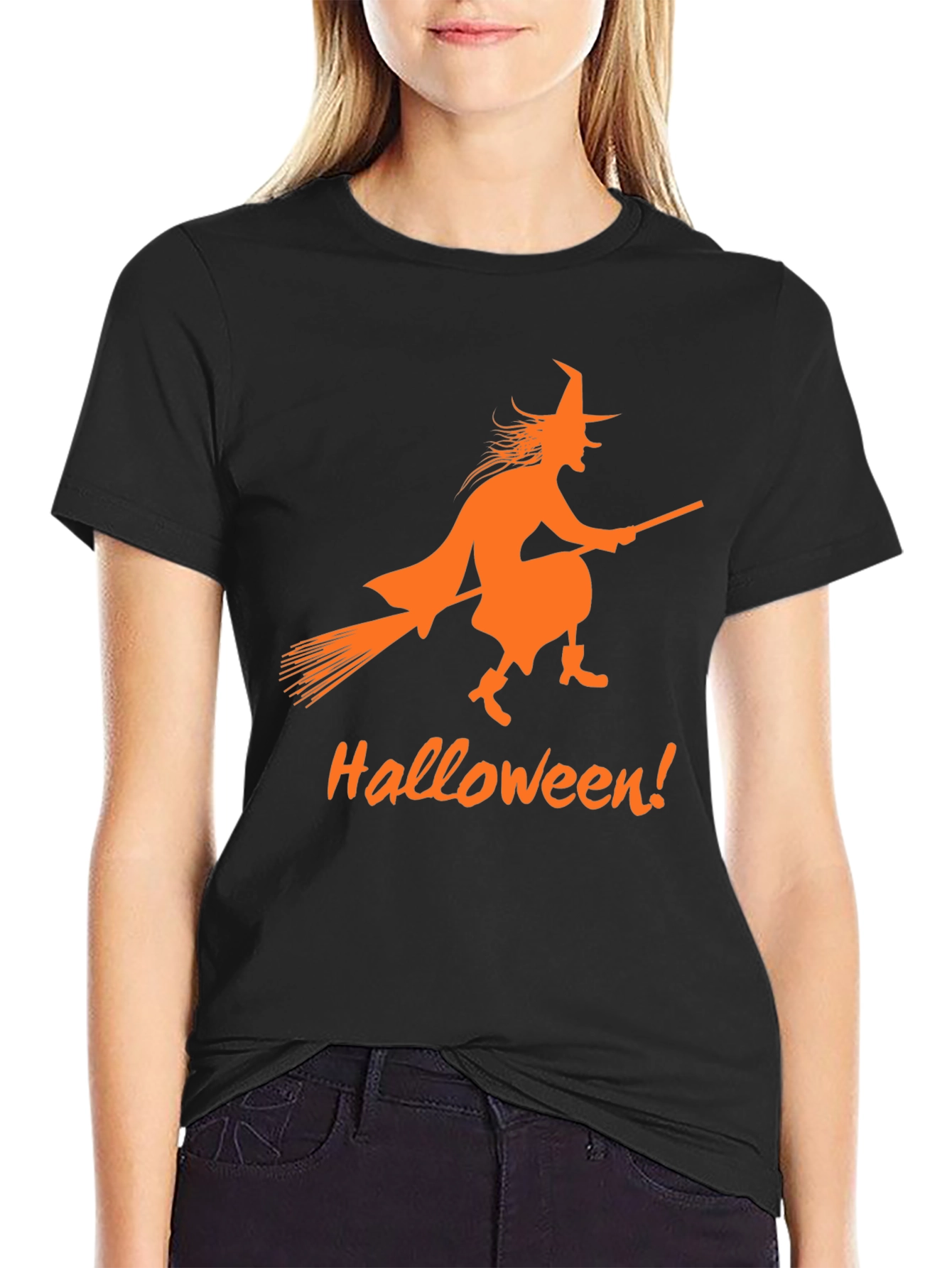 Halloween Witch T-Shirt - Black Spooky Design