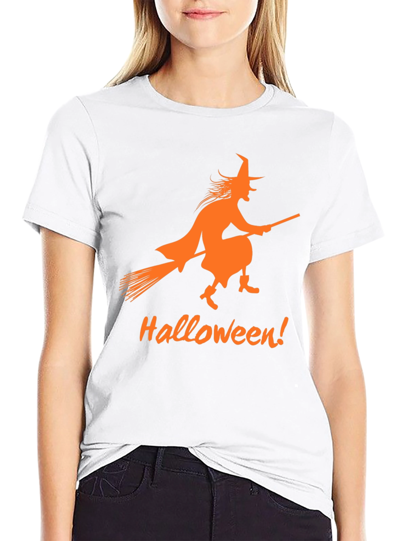 Halloween Witch T-Shirt - Black Spooky Design