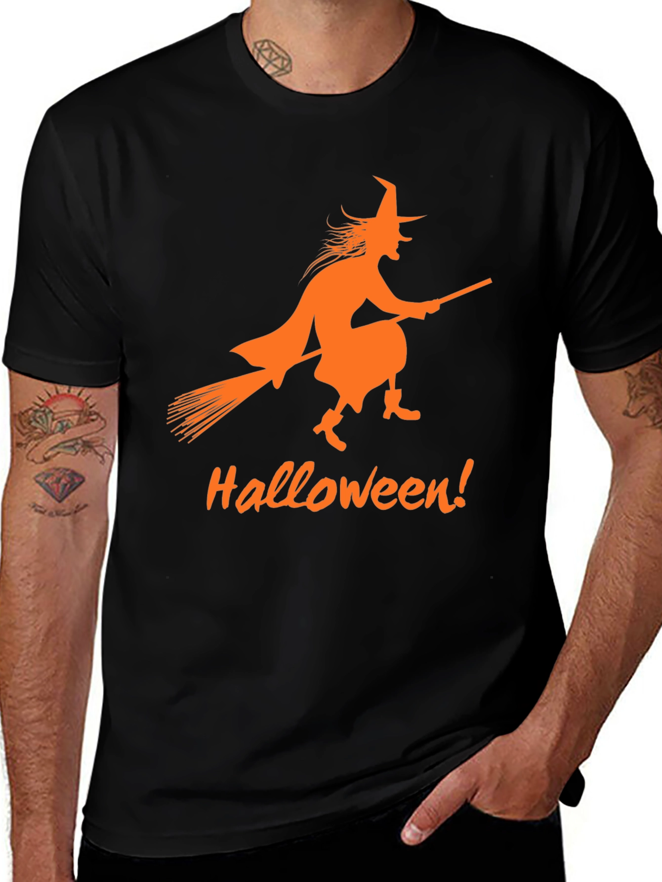 Halloween Witch T-Shirt - Black Spooky Design