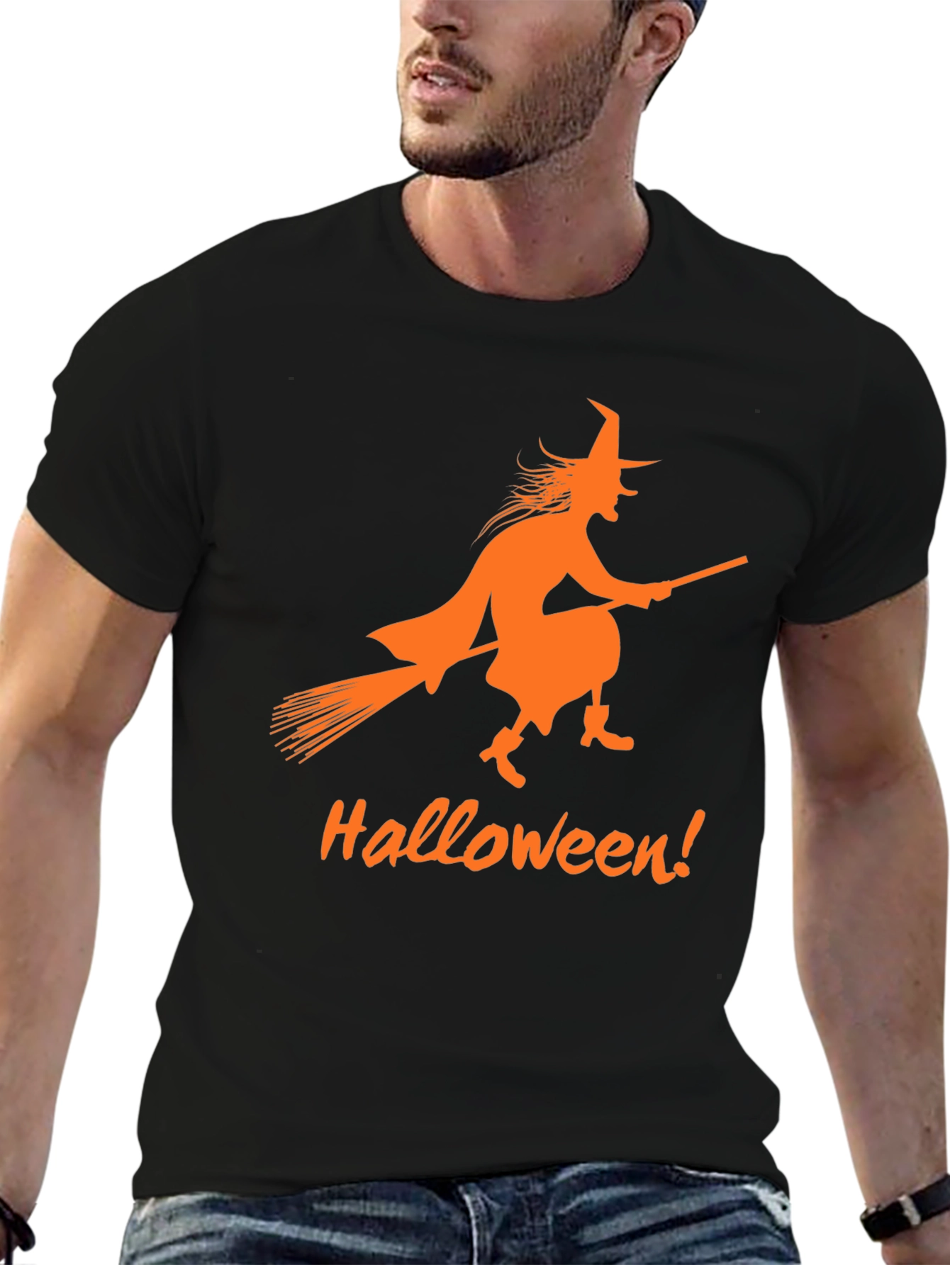Halloween Witch T-Shirt - Black Spooky Design