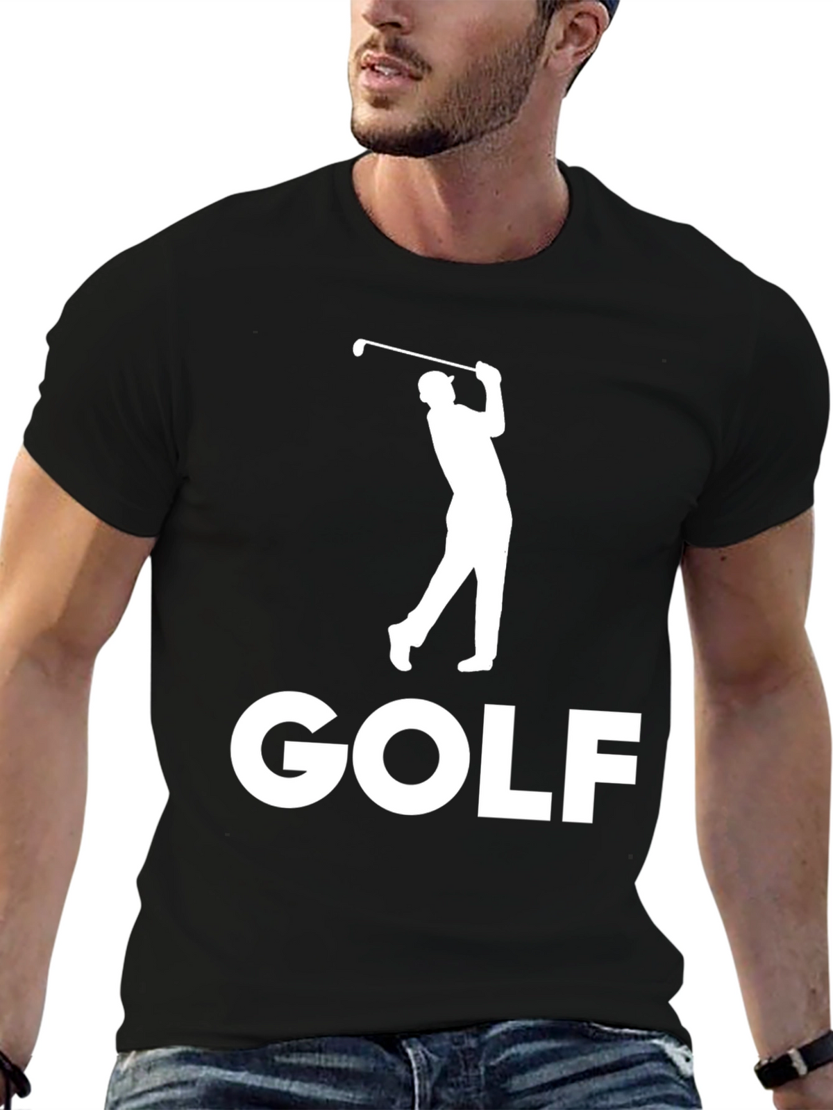 Golf Player Black Graphic Tee