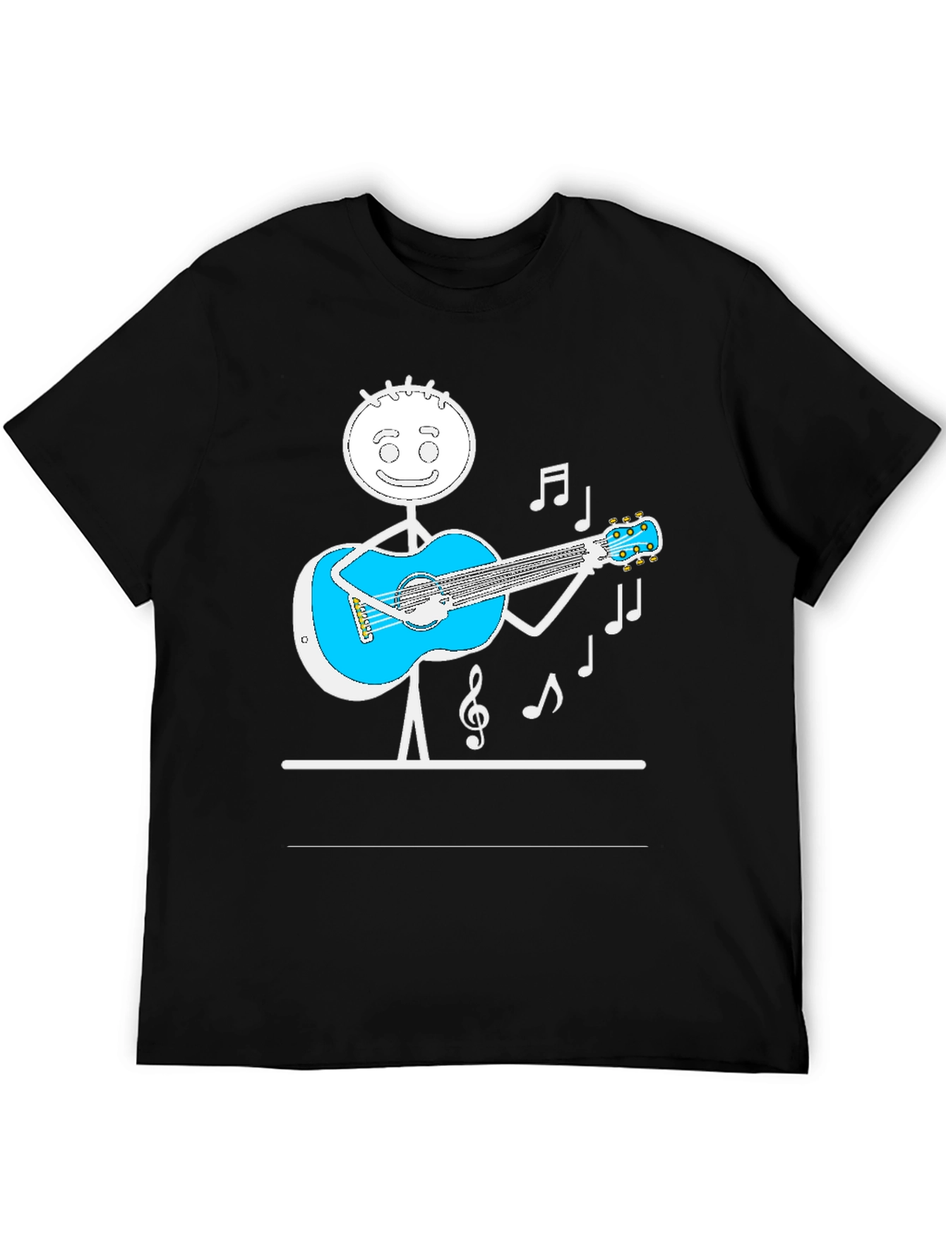 Stick Figure Guitarist Tee - Playful Black T-Shirt