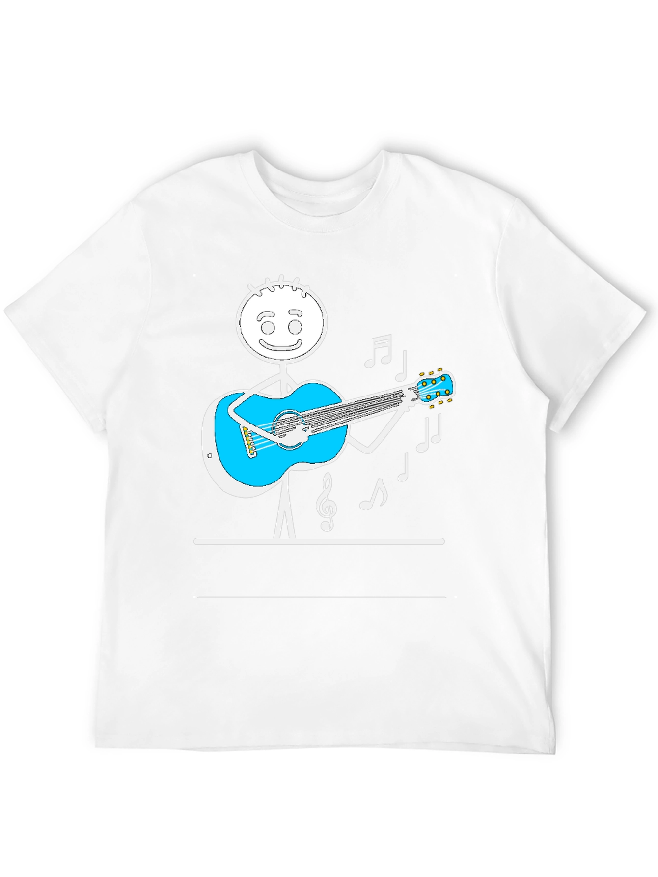 Stick Figure Guitarist Tee - Playful Black T-Shirt