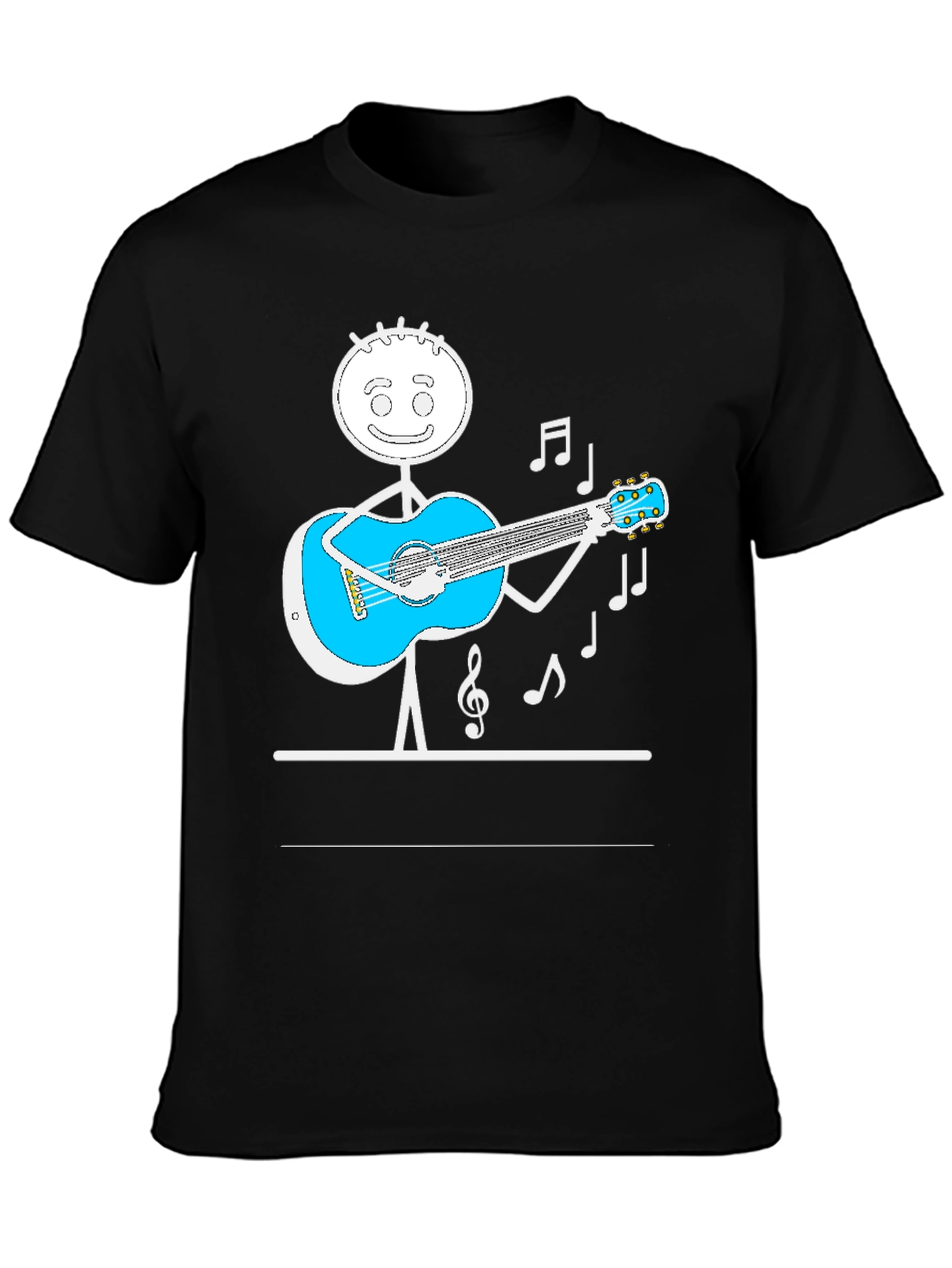 Stick Figure Guitarist Tee - Playful Black T-Shirt